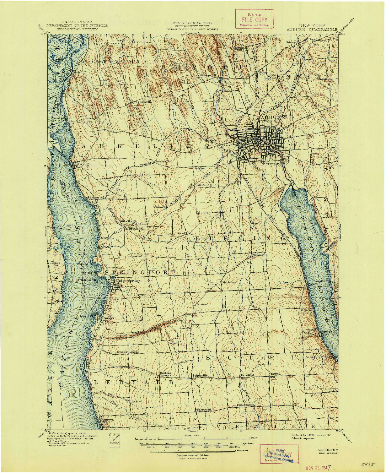 USGS 1:62500-SCALE QUADRANGLE FOR AUBURN, NY 1902