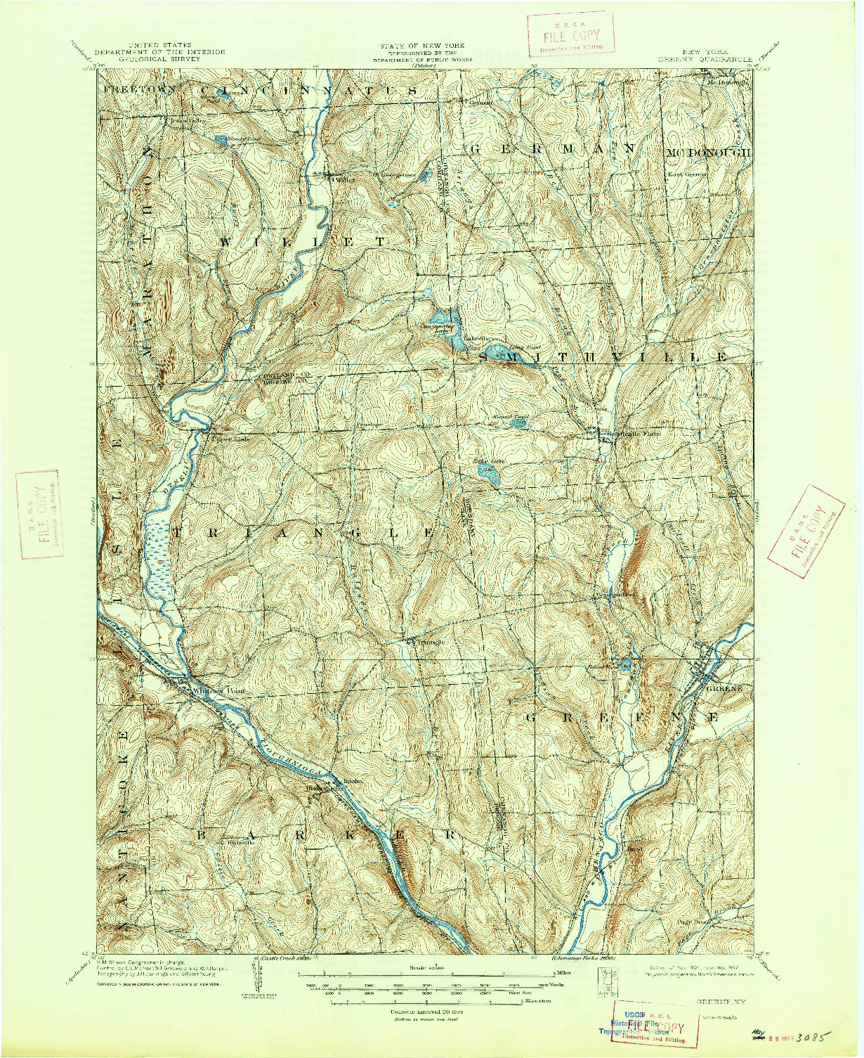 USGS 1:62500-SCALE QUADRANGLE FOR GREENE, NY 1904