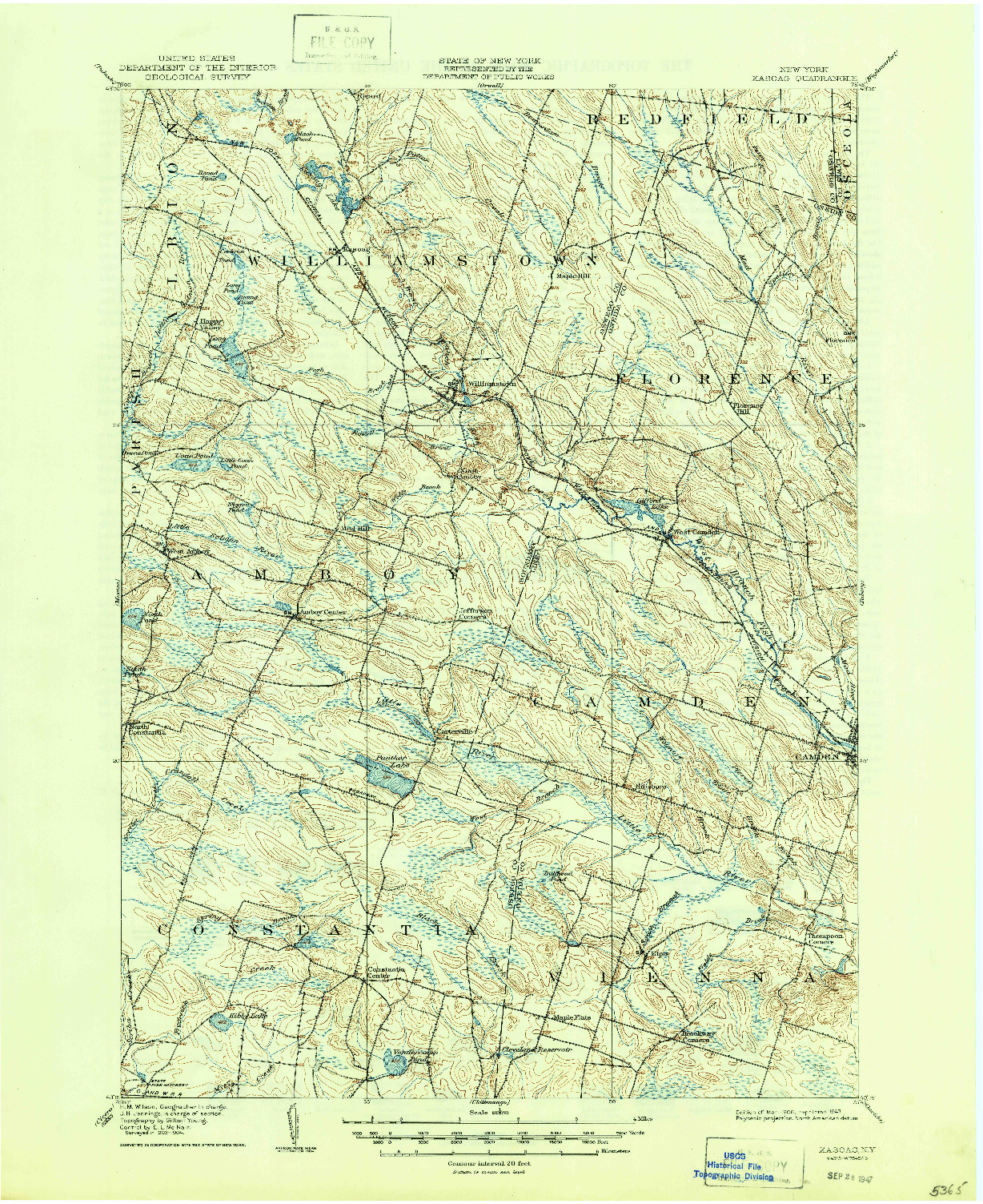 USGS 1:62500-SCALE QUADRANGLE FOR KASOAG, NY 1906