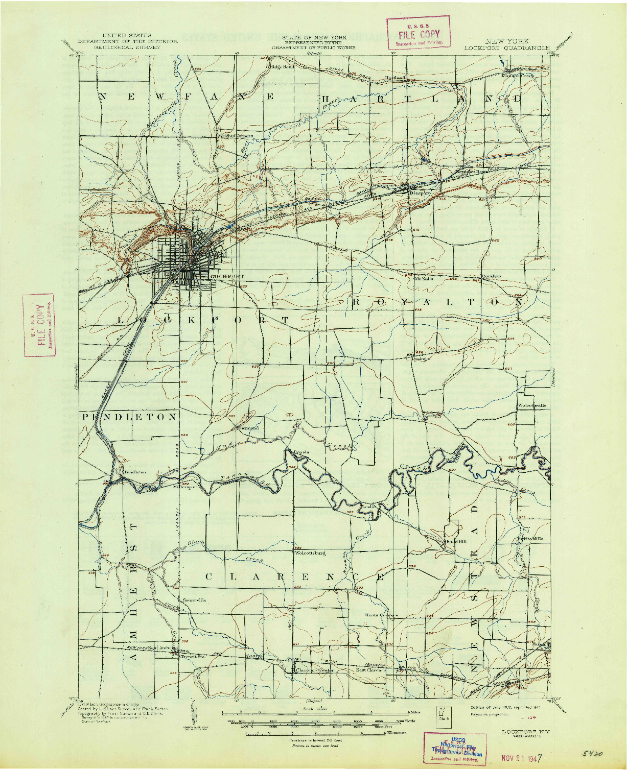 USGS 1:62500-SCALE QUADRANGLE FOR LOCKPORT, NY 1902