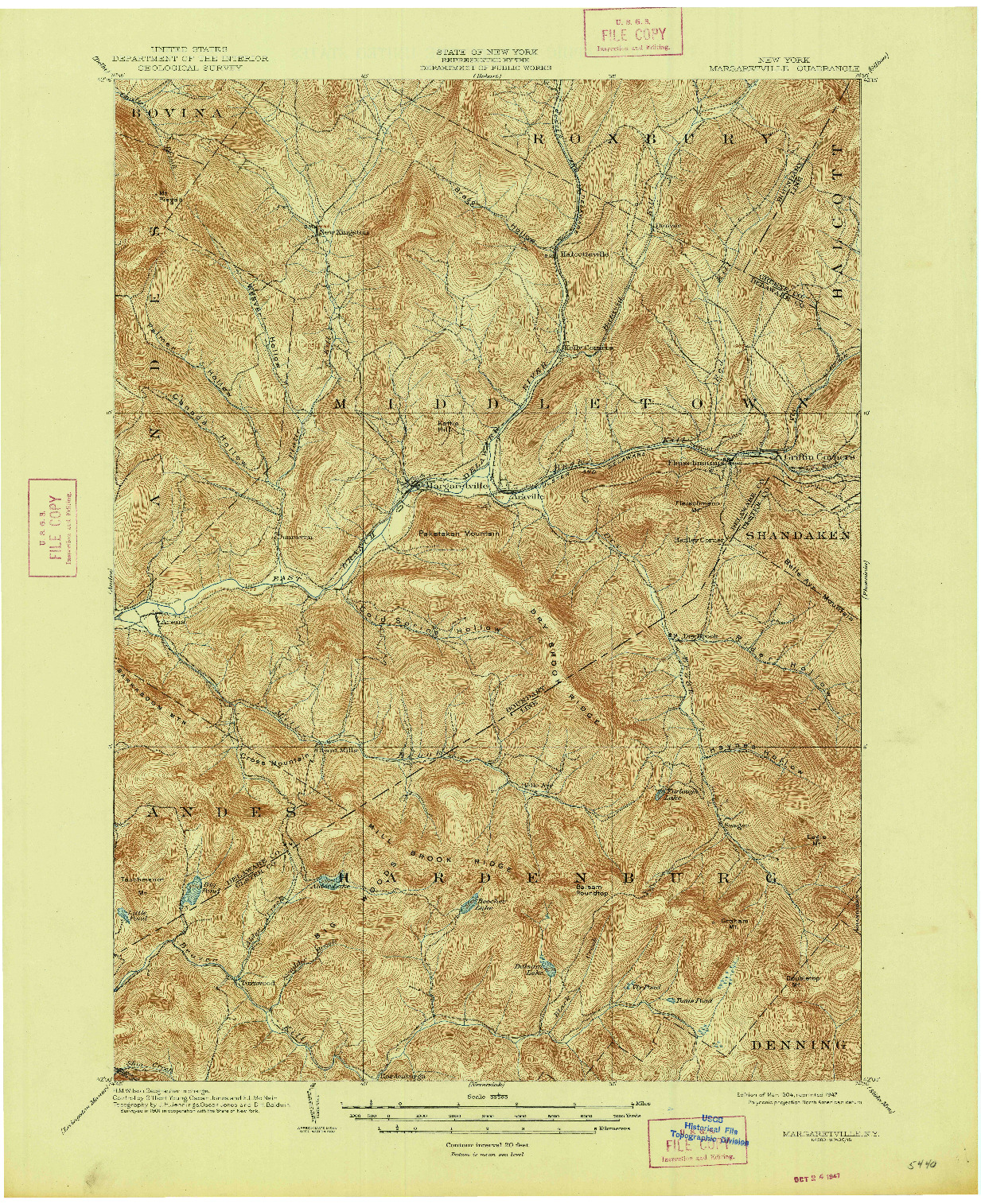 USGS 1:62500-SCALE QUADRANGLE FOR MARGARETVILLE, NY 1904