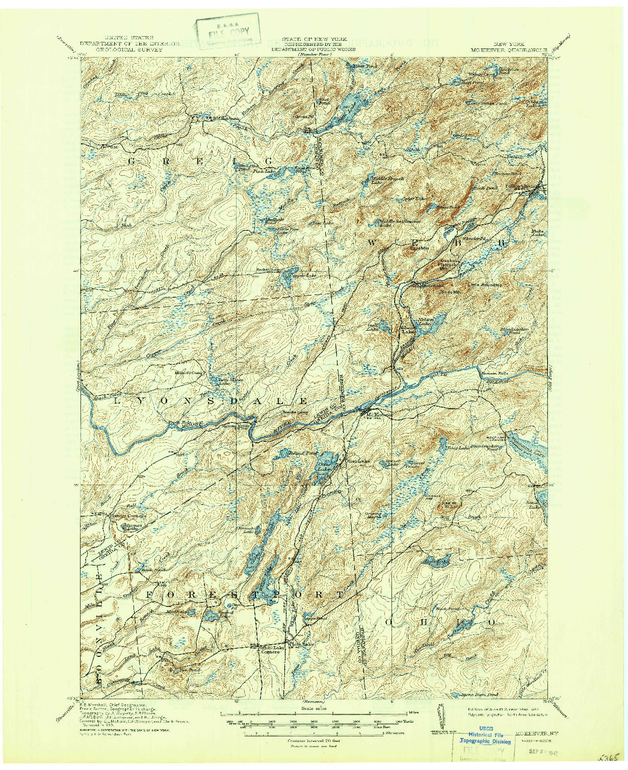 USGS 1:62500-SCALE QUADRANGLE FOR MC KEEVER, NY 1912