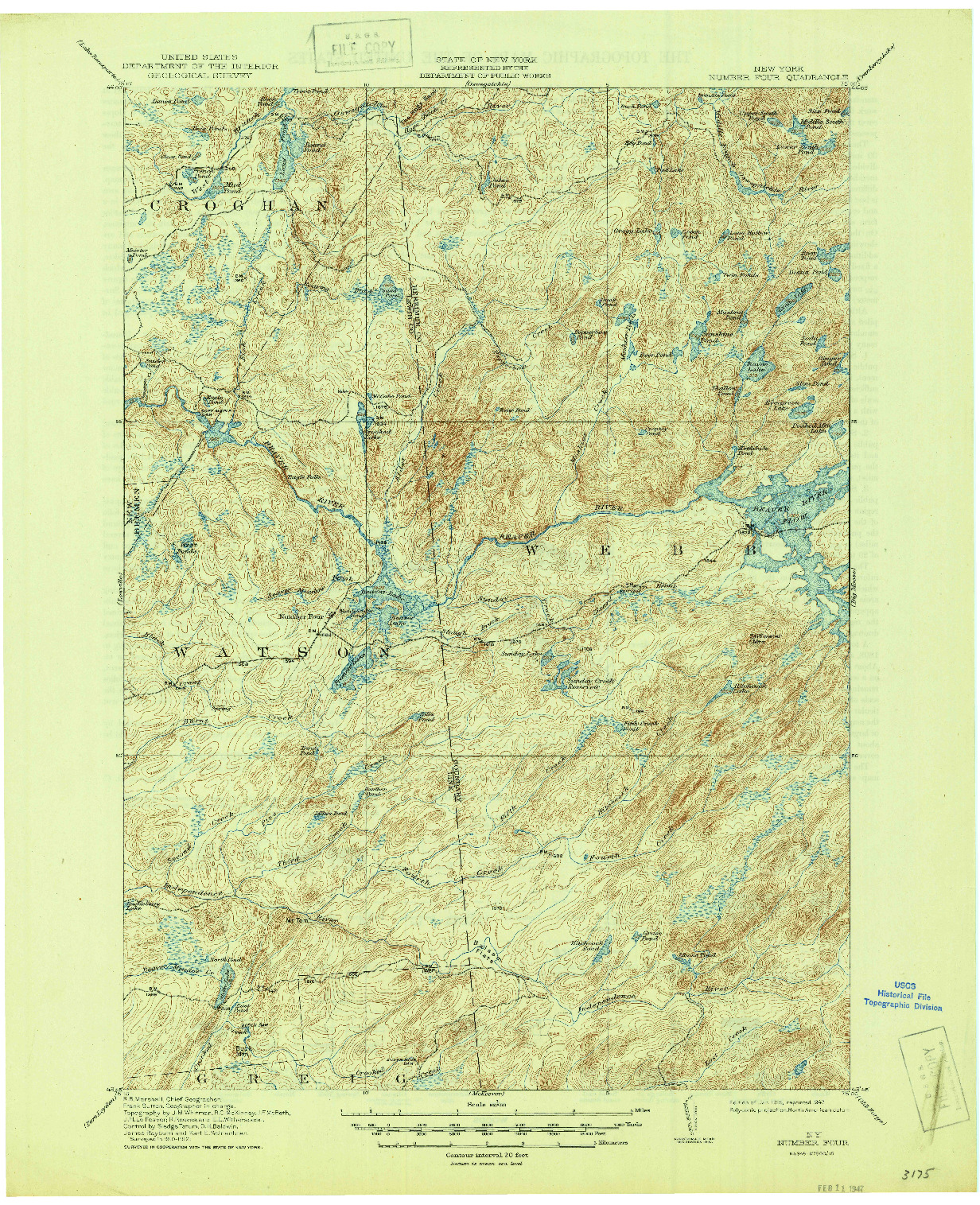 USGS 1:62500-SCALE QUADRANGLE FOR NUMBER FOUR, NY 1915