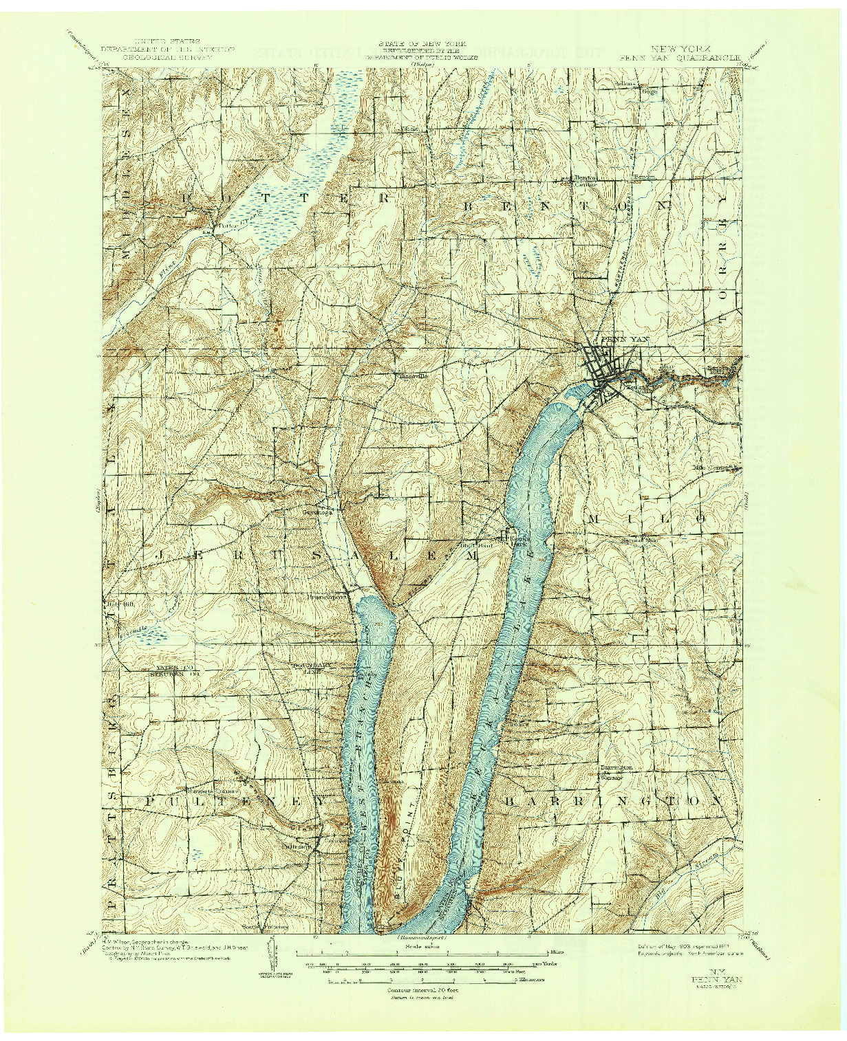 USGS 1:62500-SCALE QUADRANGLE FOR PENN YAN, NY 1903