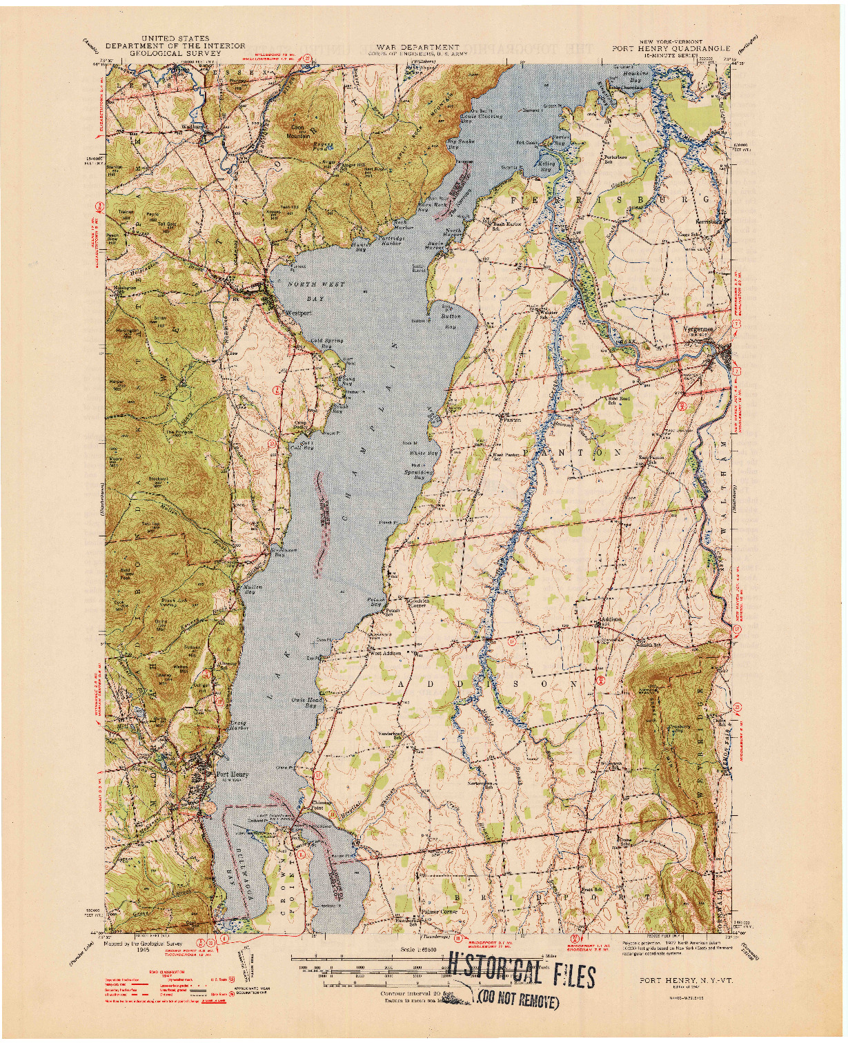 USGS 1:62500-SCALE QUADRANGLE FOR PORT HENRY, NY 1947