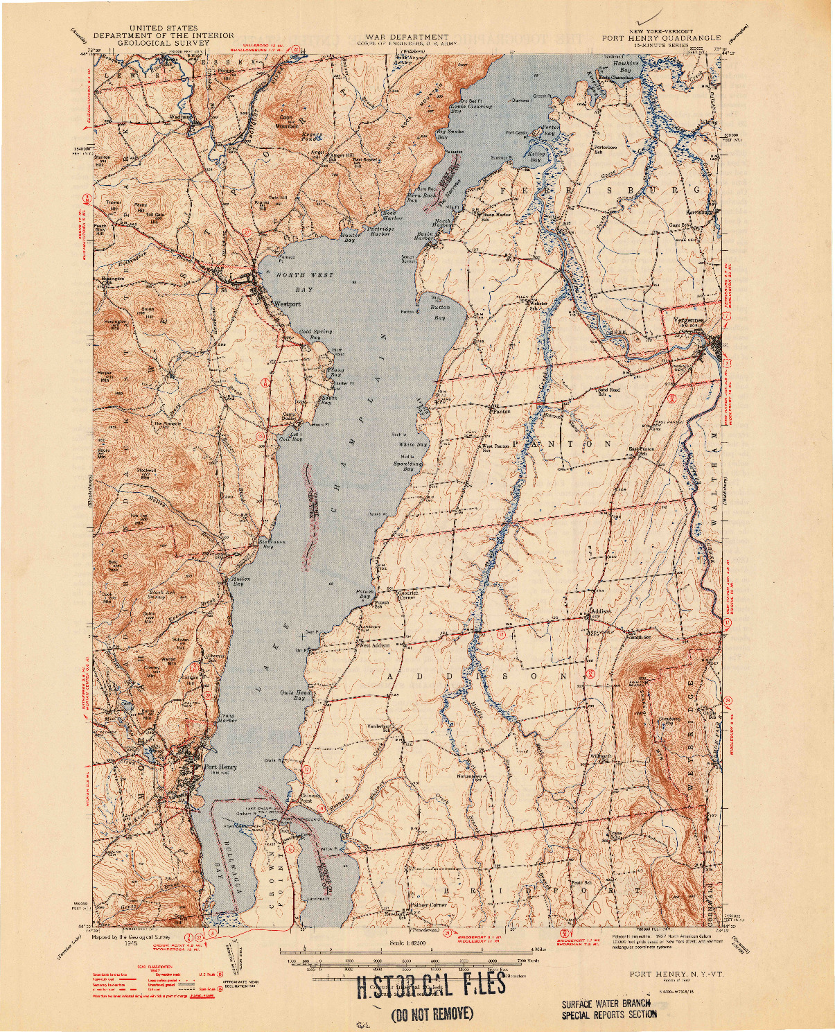 USGS 1:62500-SCALE QUADRANGLE FOR PORT HENRY, NY 1947