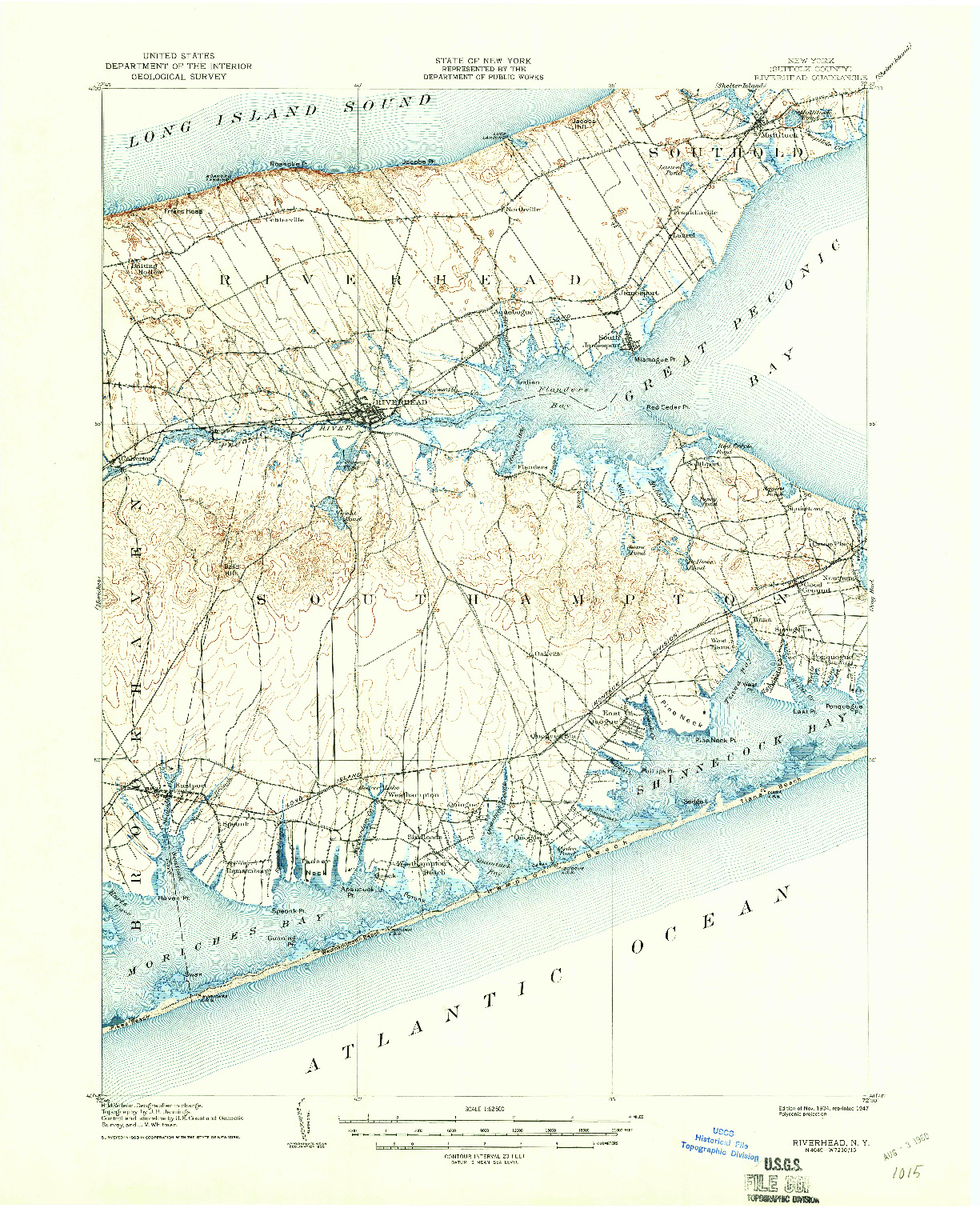 USGS 1:62500-SCALE QUADRANGLE FOR RIVERHEAD, NY 1904