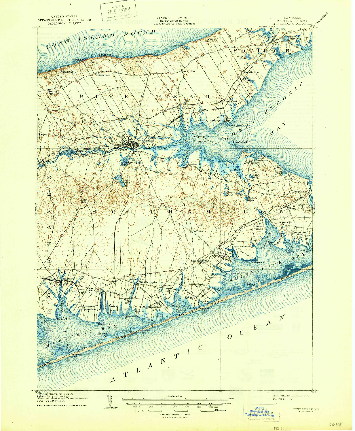 USGS 1:62500-SCALE QUADRANGLE FOR RIVERHEAD, NY 1904