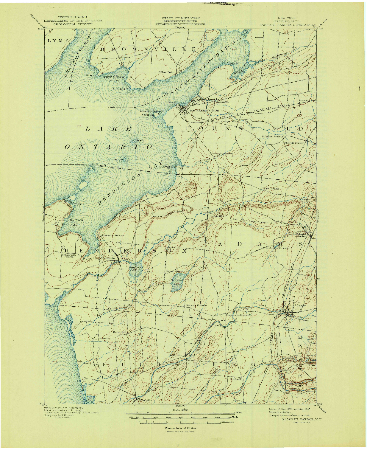 USGS 1:62500-SCALE QUADRANGLE FOR SACKETS HARBOR, NY 1895