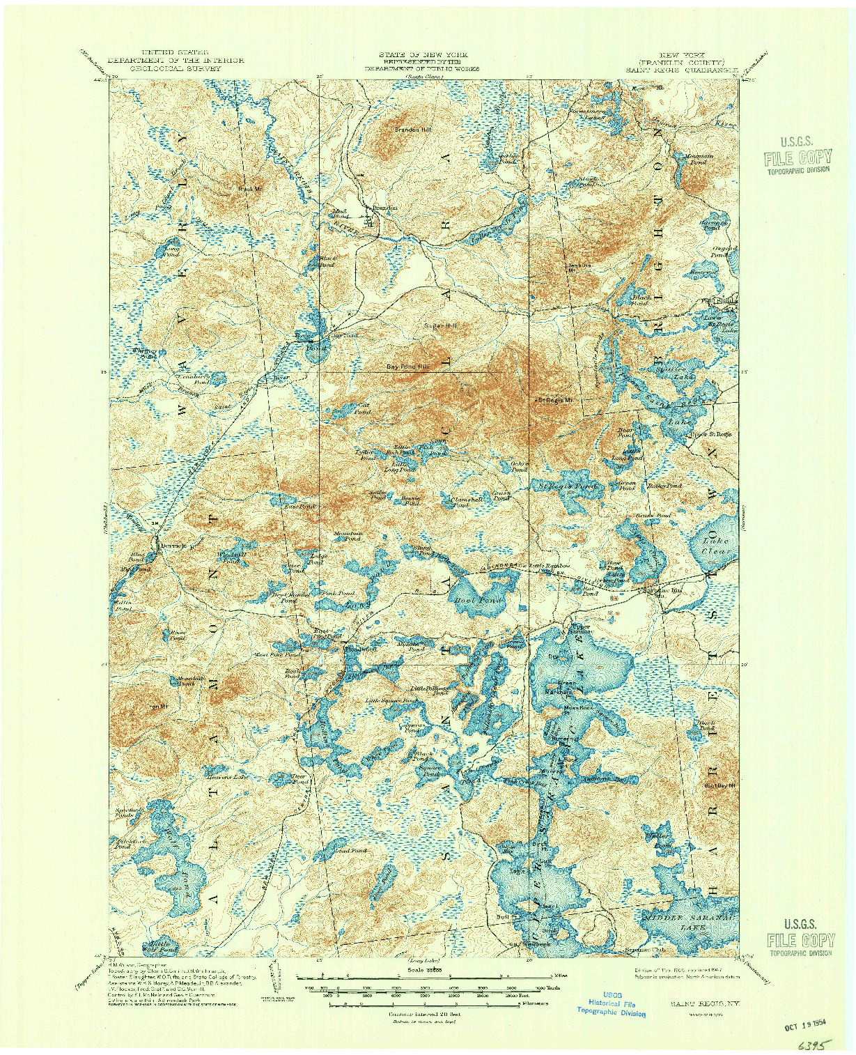 USGS 1:62500-SCALE QUADRANGLE FOR SAINT REGIS, NY 1905