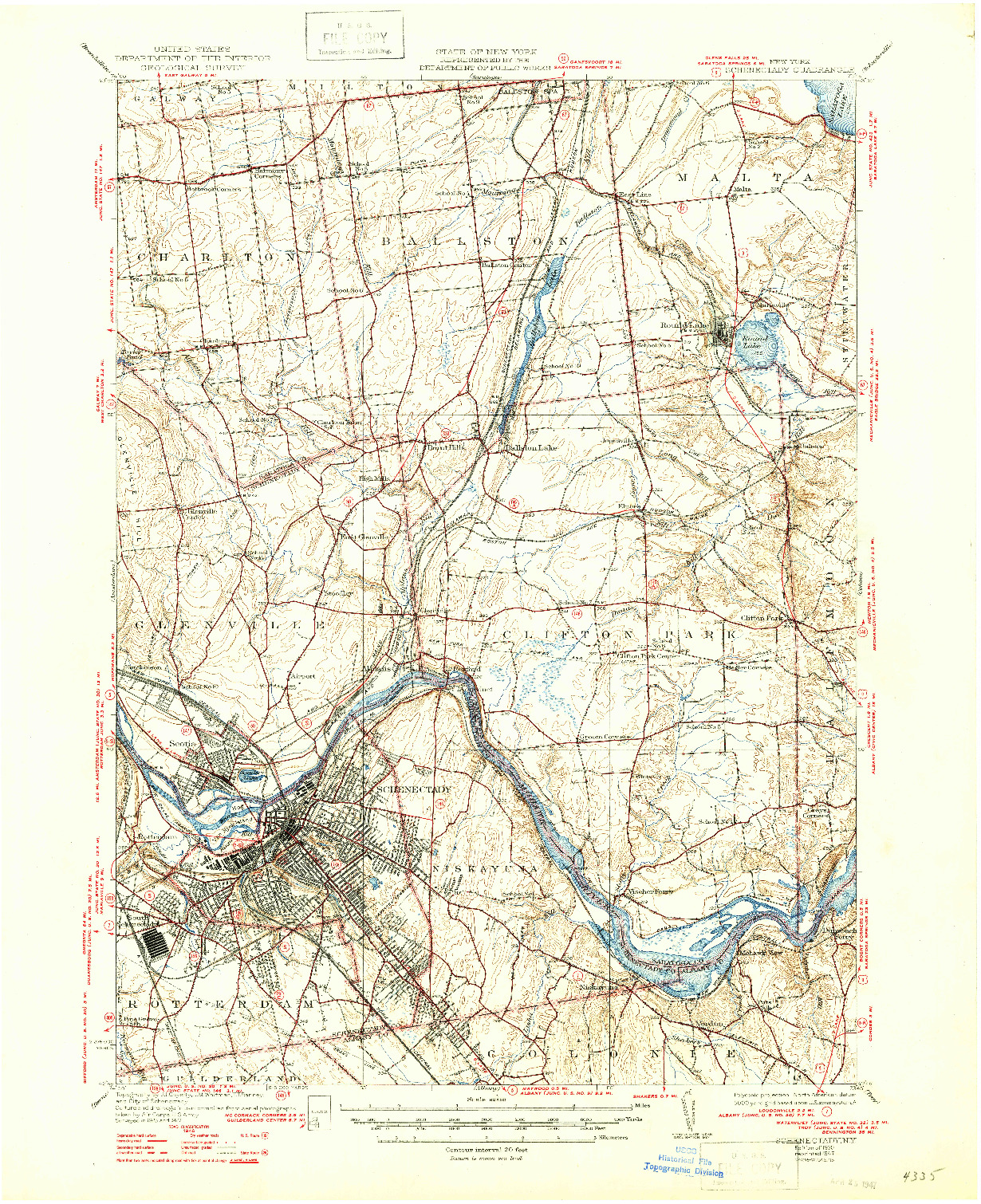 USGS 1:62500-SCALE QUADRANGLE FOR SCHENECTADY, NY 1930