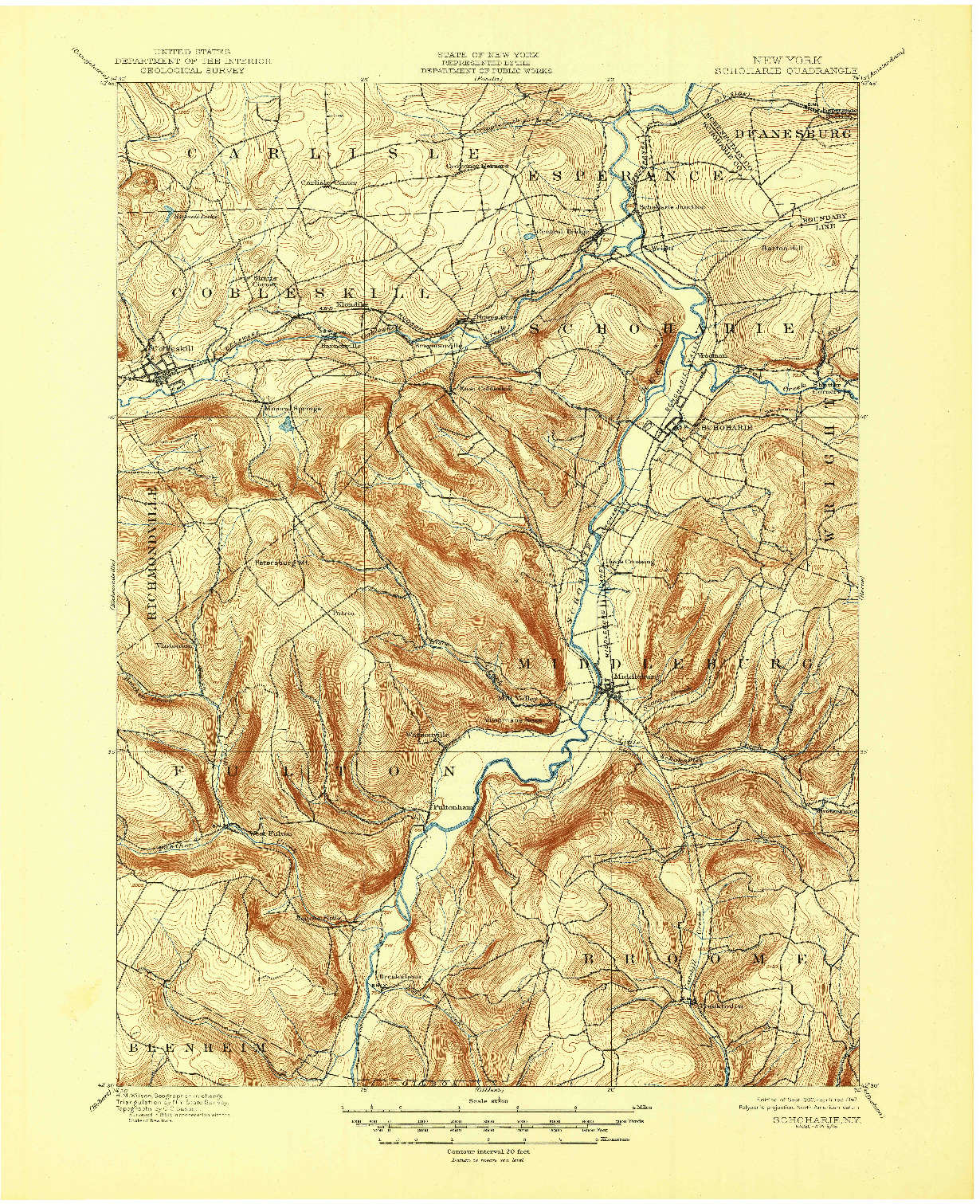 USGS 1:62500-SCALE QUADRANGLE FOR SCHOHARIE, NY 1900