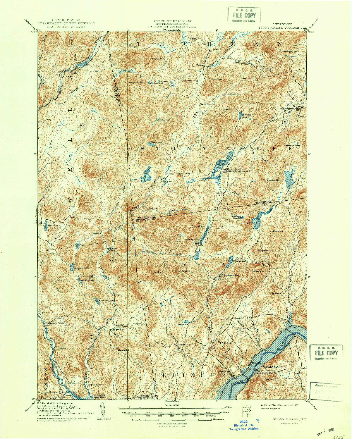 USGS 1:62500-SCALE QUADRANGLE FOR STONY CREEK, NY 1910