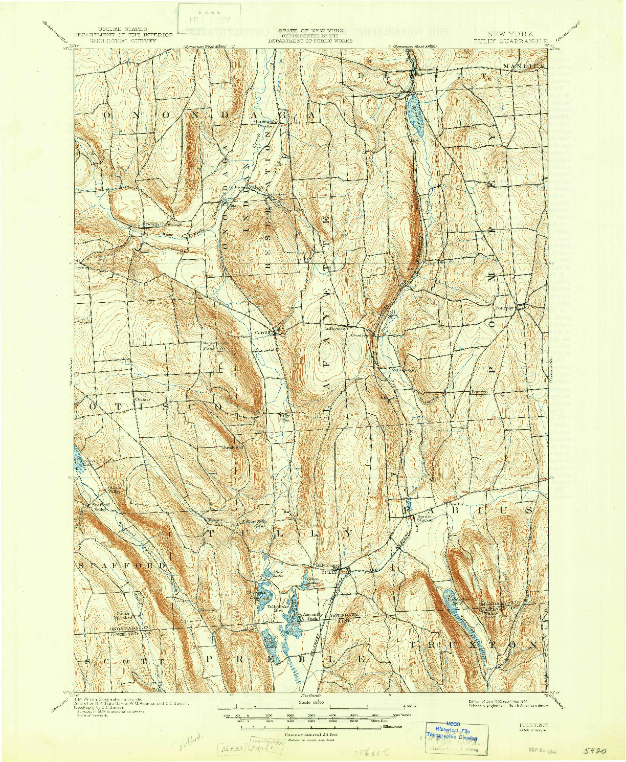 USGS 1:62500-SCALE QUADRANGLE FOR TULLY, NY 1900