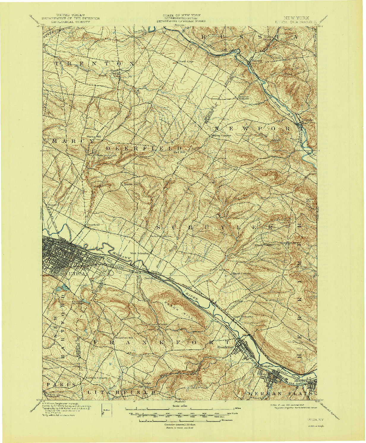 USGS 1:62500-SCALE QUADRANGLE FOR UTICA, NY 1900