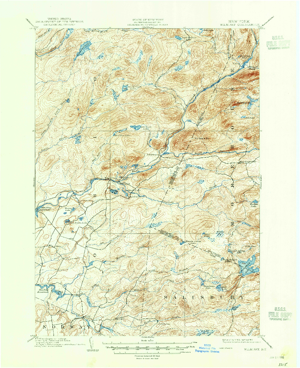 USGS 1:62500-SCALE QUADRANGLE FOR WILMURT, NY 1902