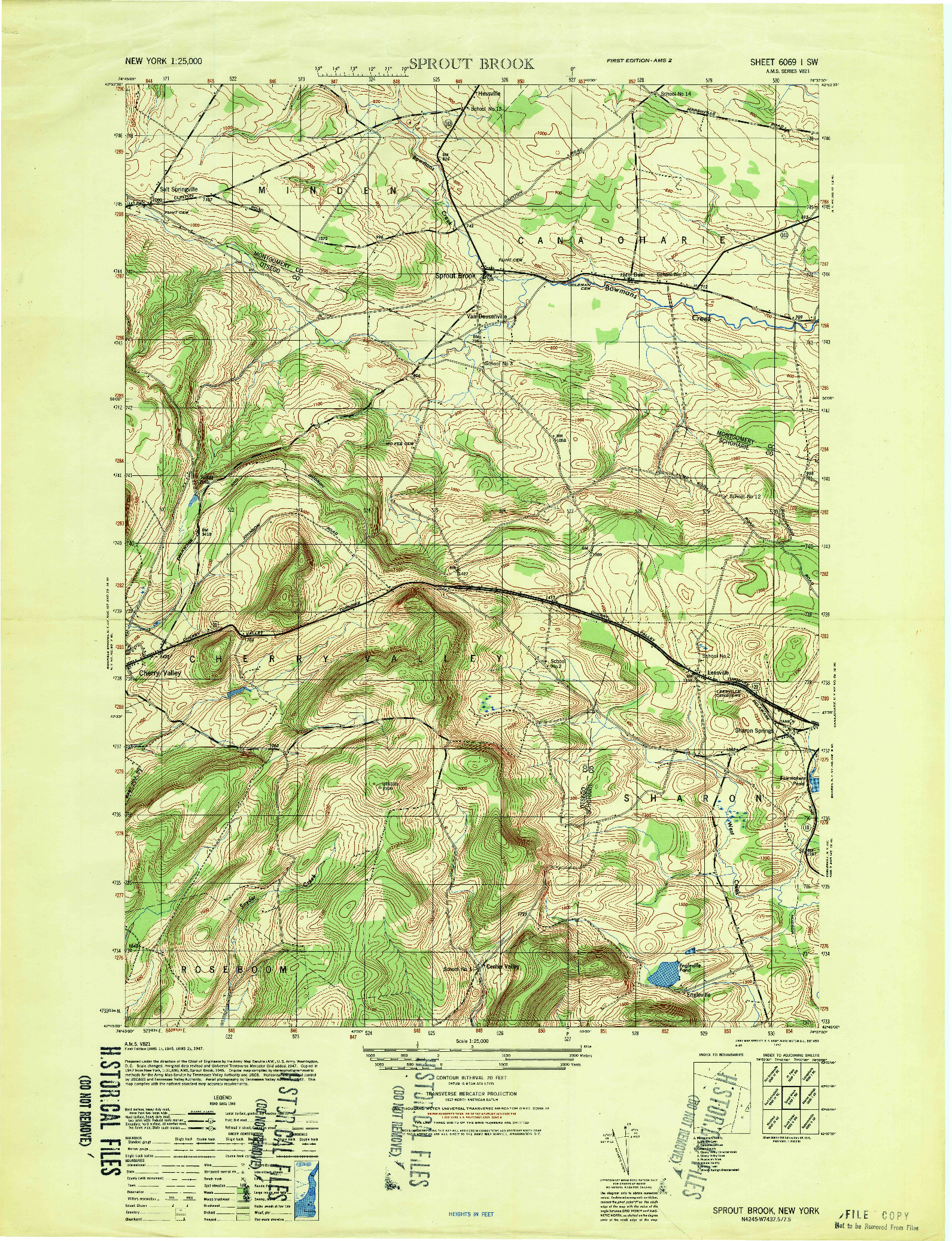 USGS 1:25000-SCALE QUADRANGLE FOR SPROUT BROOK, NY 1947