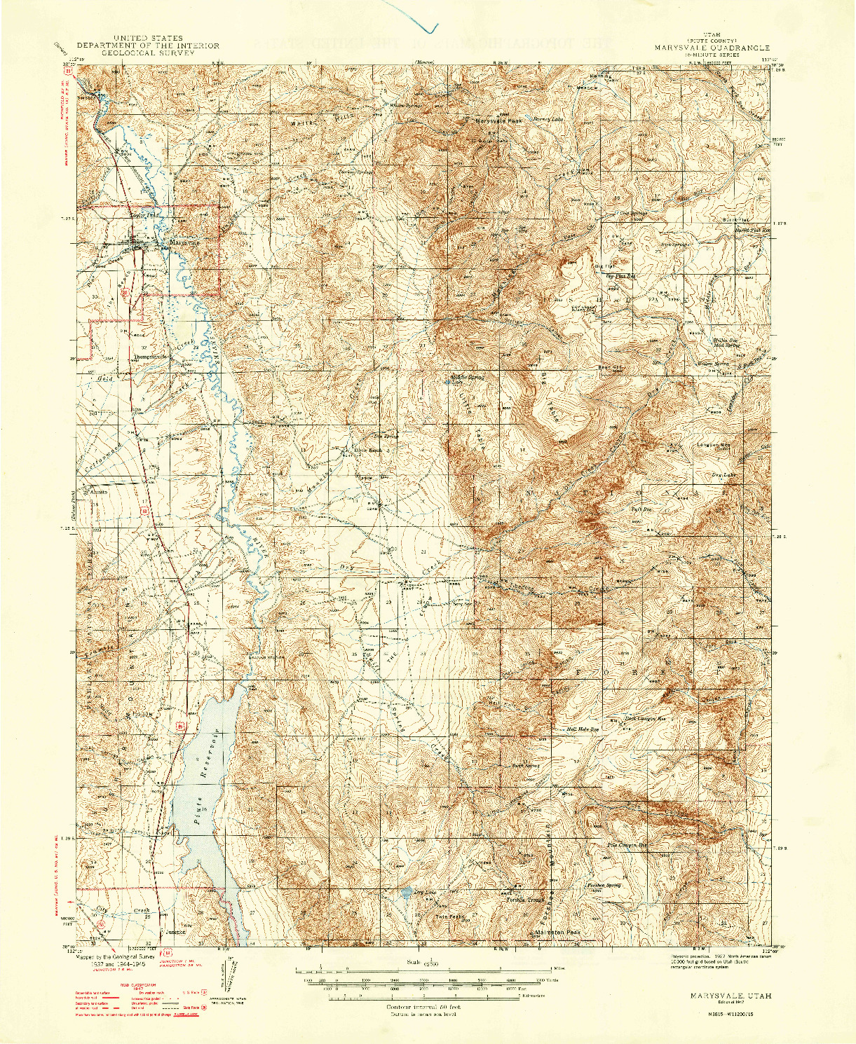 USGS 1:62500-SCALE QUADRANGLE FOR MARYSVALE, UT 1947