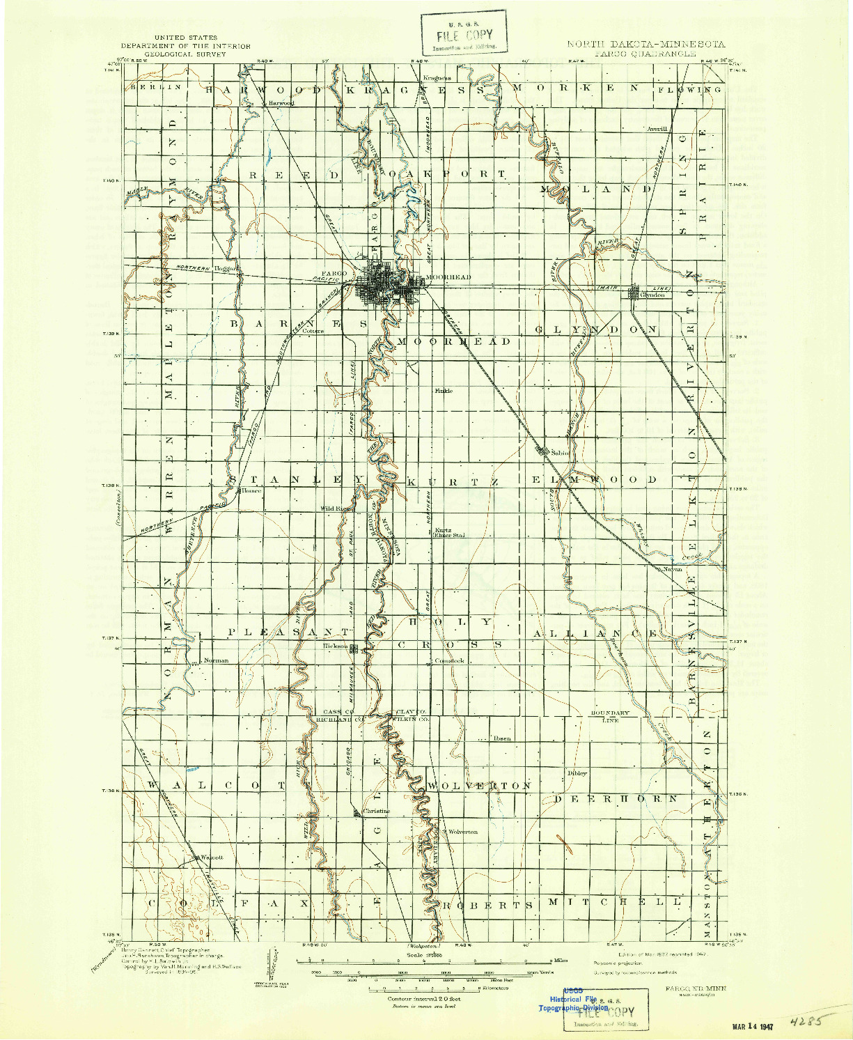 USGS 1:125000-SCALE QUADRANGLE FOR FARGO, ND 1897