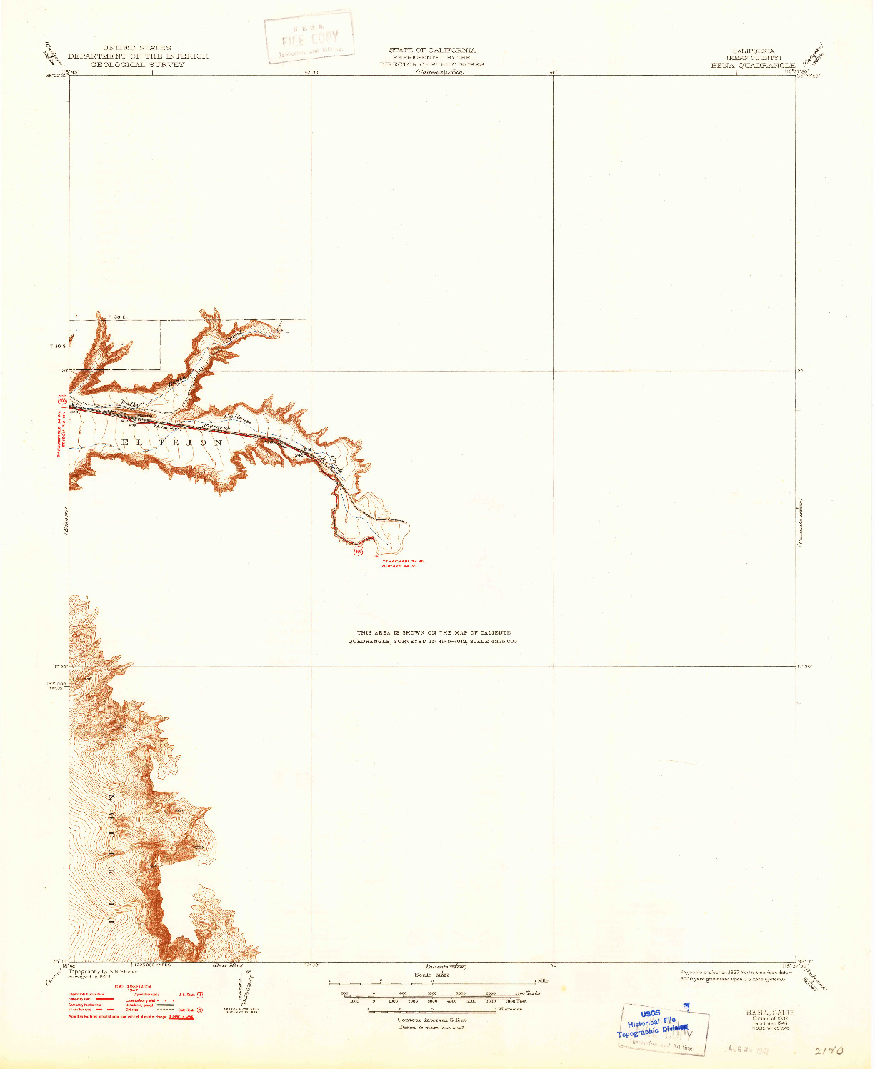 USGS 1:31680-SCALE QUADRANGLE FOR BENA, CA 1932