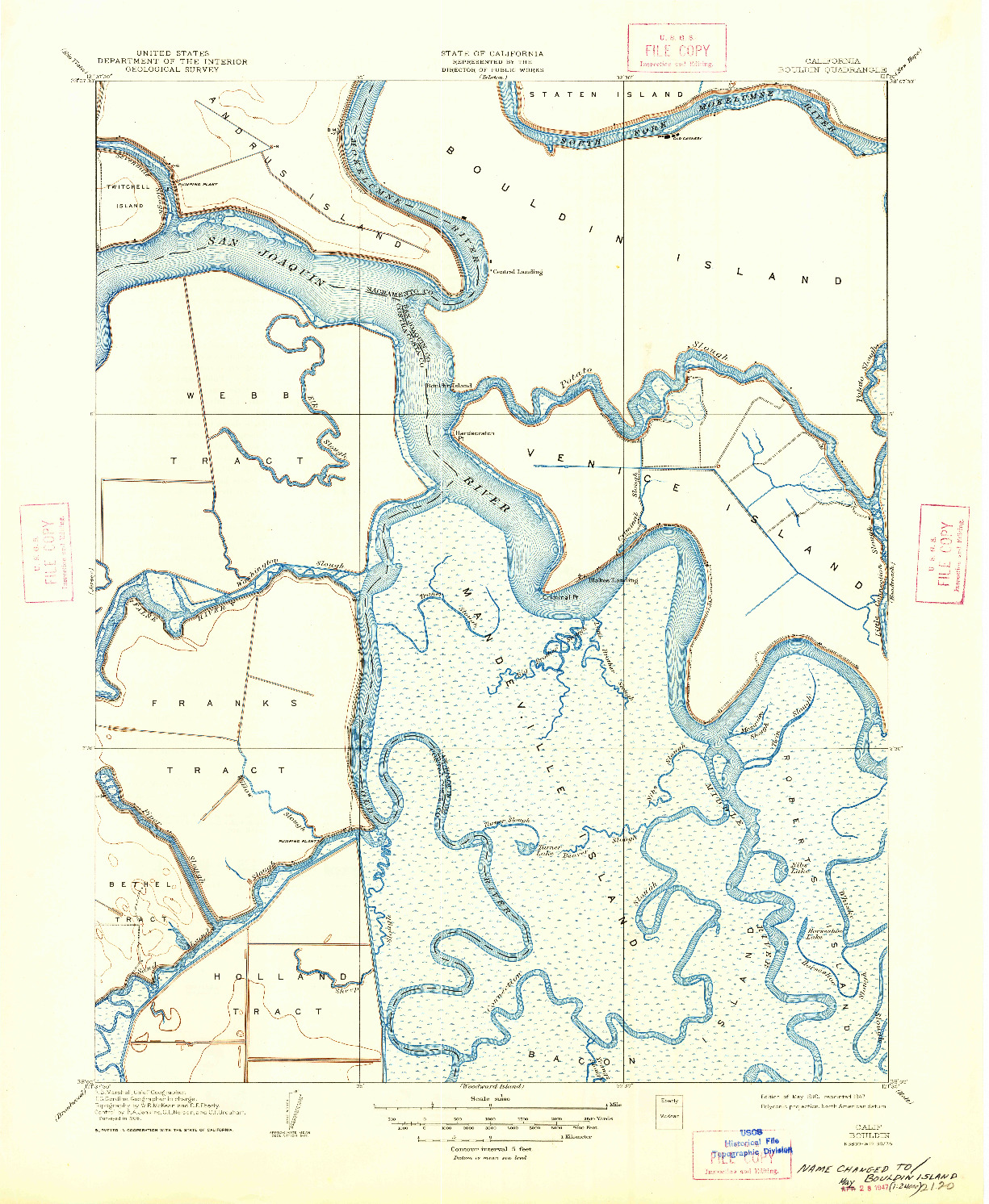 USGS 1:31680-SCALE QUADRANGLE FOR BOULDIN, CA 1910