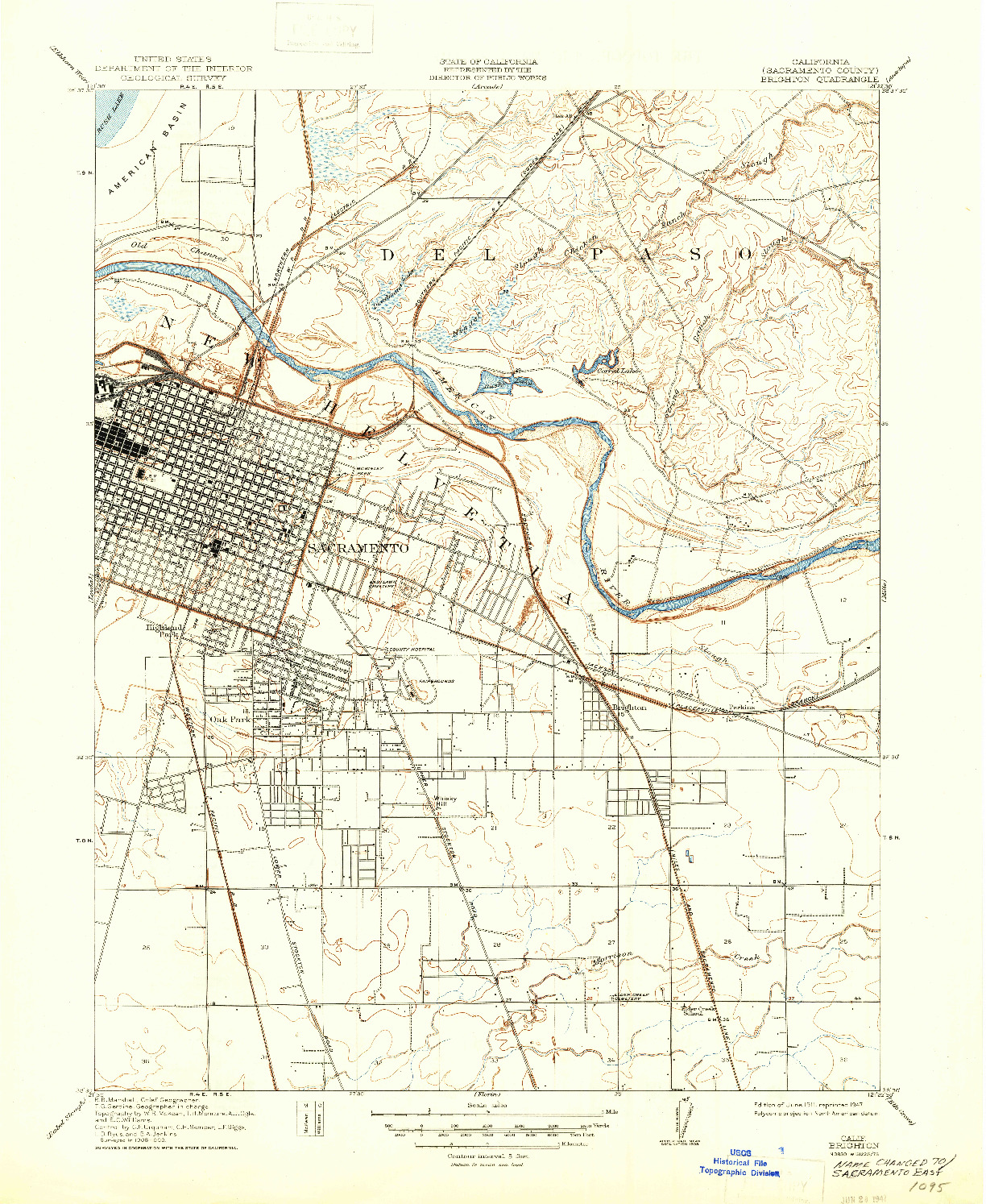 USGS 1:31680-SCALE QUADRANGLE FOR BRIGHTON, CA 1911