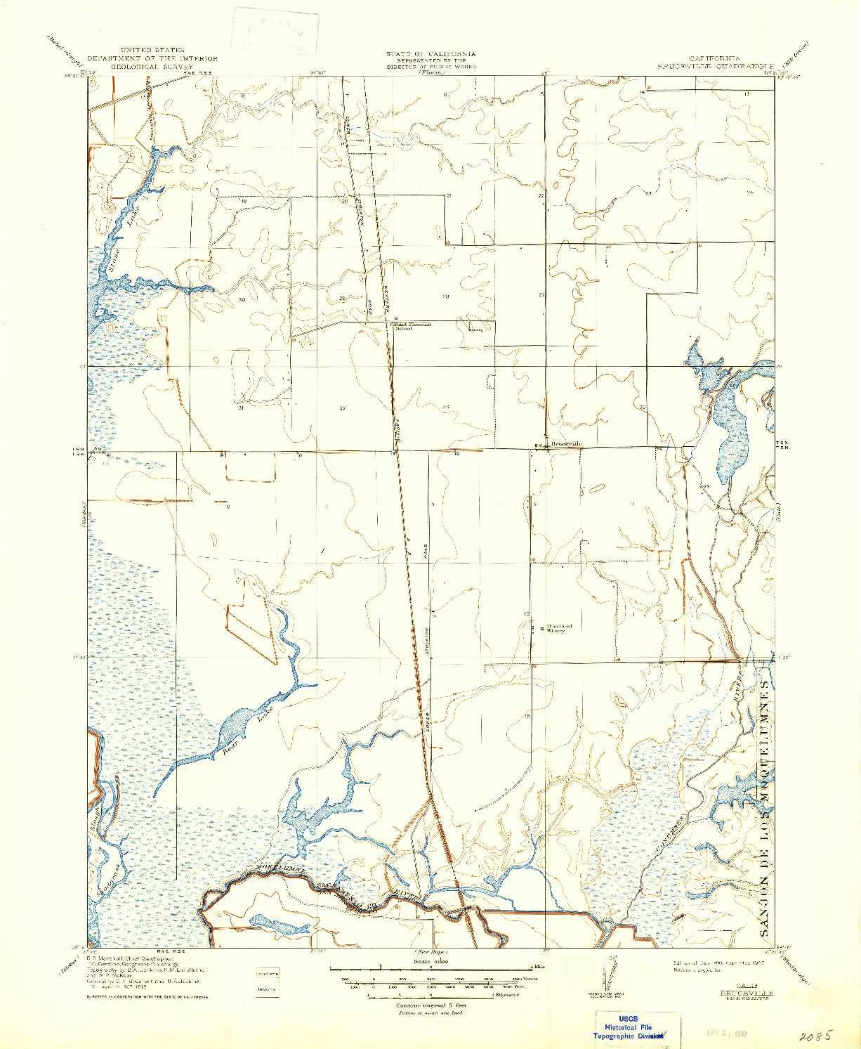 USGS 1:31680-SCALE QUADRANGLE FOR BRUCEVILLE, CA 1910