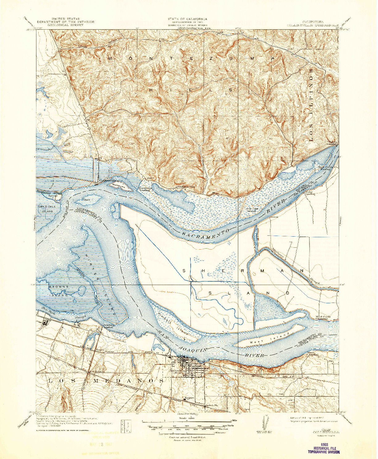 USGS 1:31680-SCALE QUADRANGLE FOR COLLINSVILLE, CA 1918