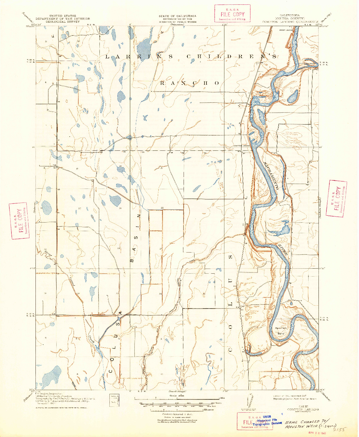USGS 1:31680-SCALE QUADRANGLE FOR COMPTON LANDING, CA 1917