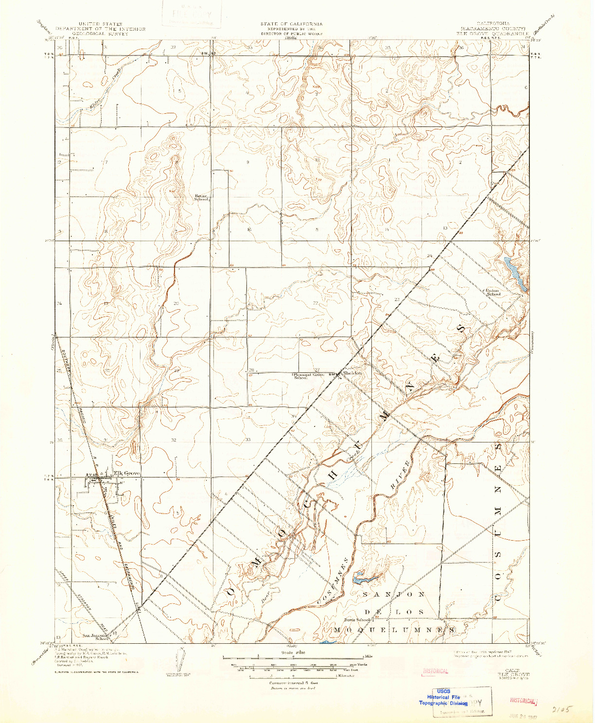 USGS 1:31680-SCALE QUADRANGLE FOR ELK GROVE, CA 1909