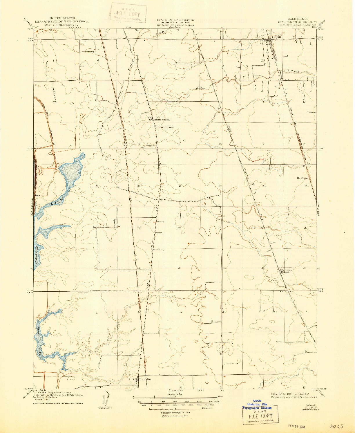 USGS 1:31680-SCALE QUADRANGLE FOR FLORIN, CA 1909