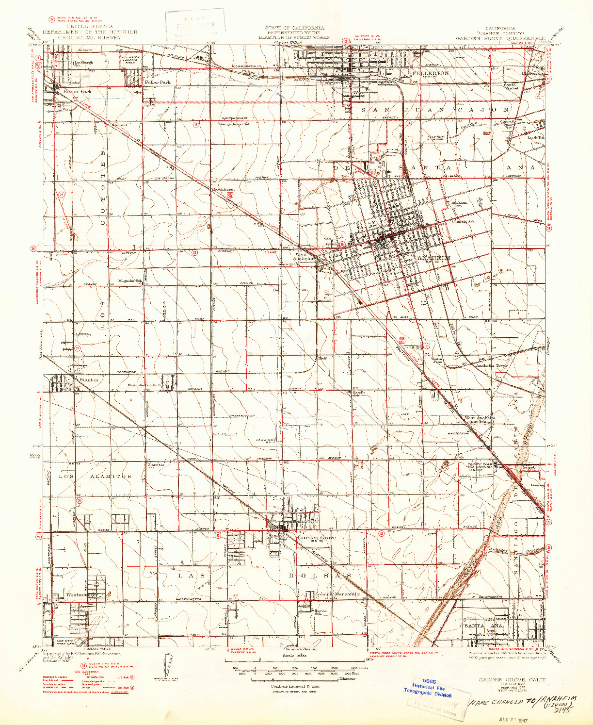 USGS 1:31680-SCALE QUADRANGLE FOR GARDEN GROVE, CA 1935