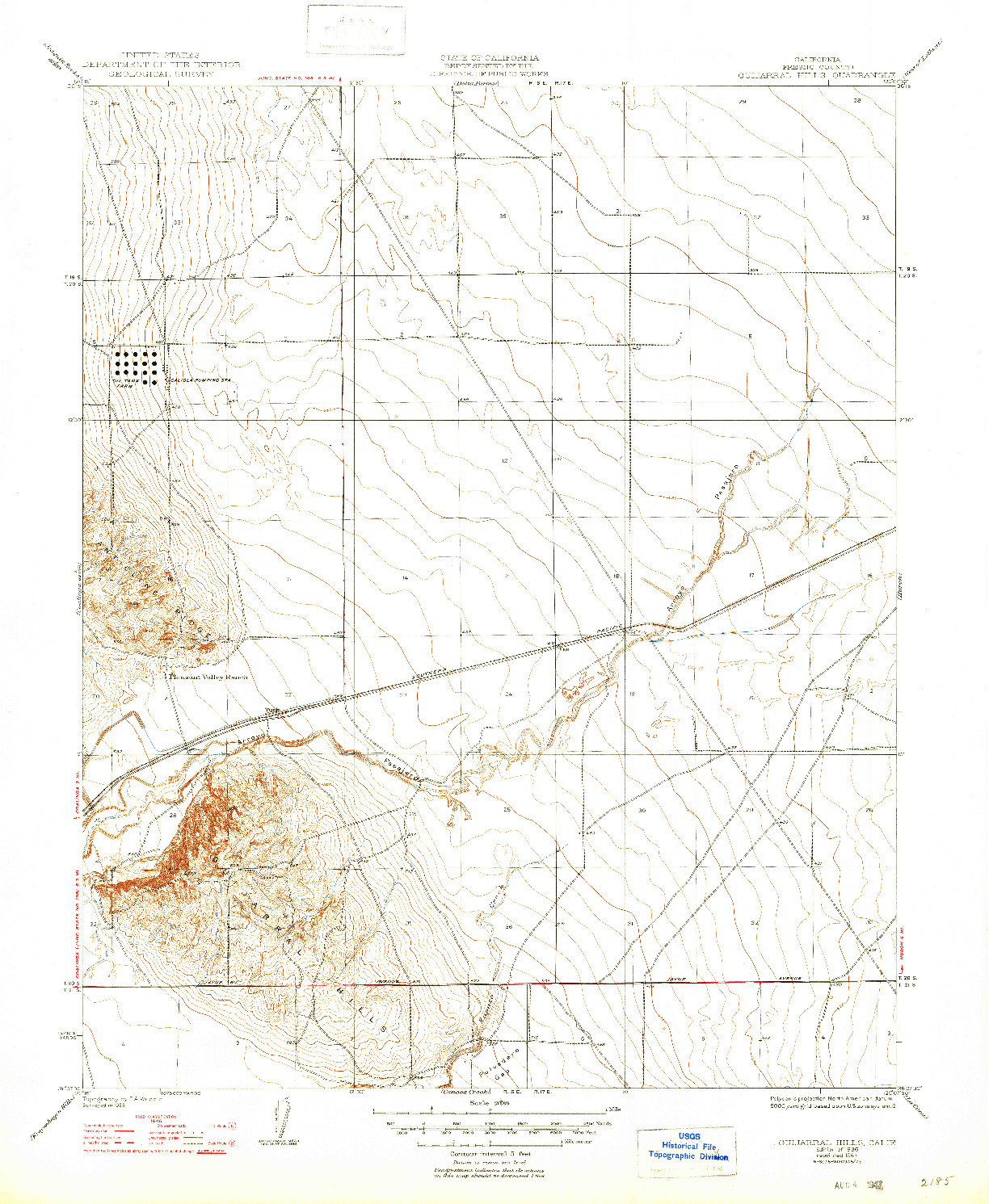 USGS 1:31680-SCALE QUADRANGLE FOR GUIJARRAL HILLS, CA 1936