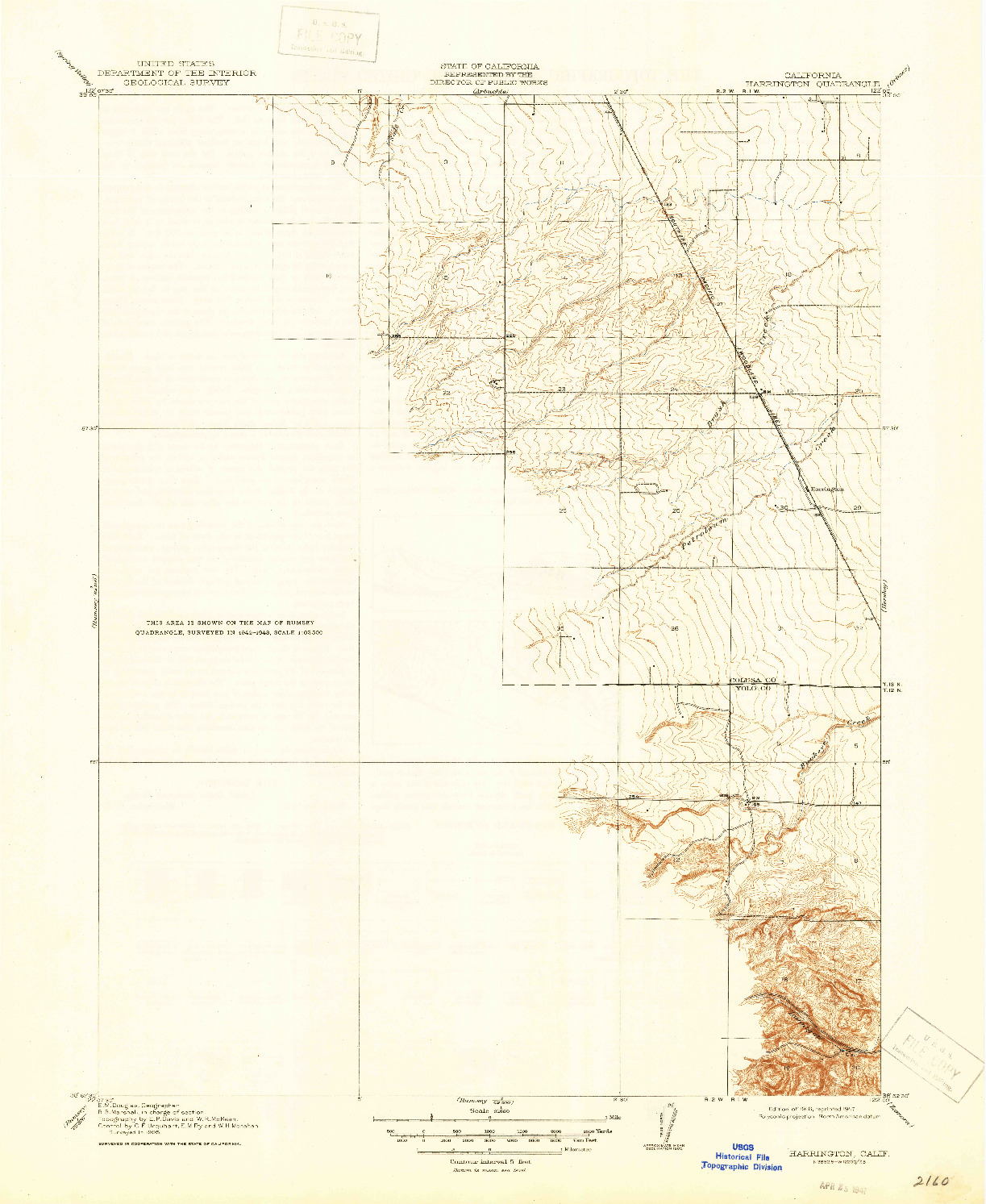 USGS 1:31680-SCALE QUADRANGLE FOR HARRINGTON, CA 1916