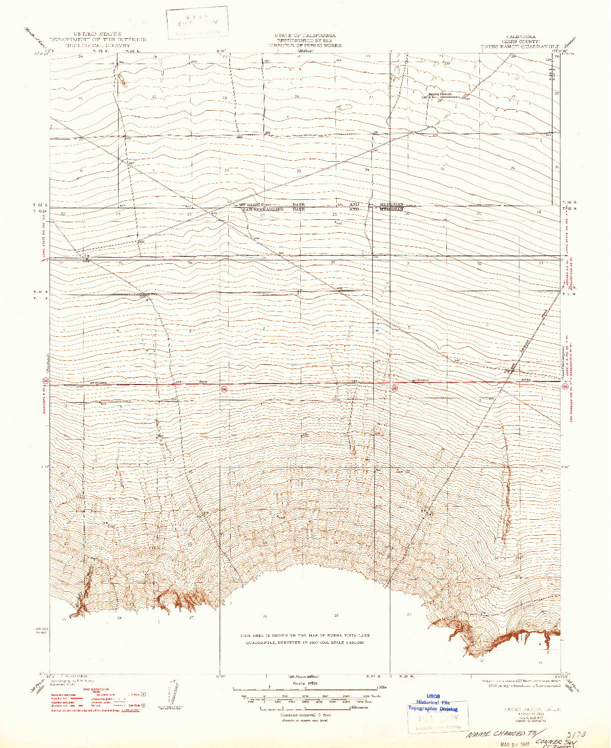 USGS 1:31680-SCALE QUADRANGLE FOR HAYES RANCH, CA 1933
