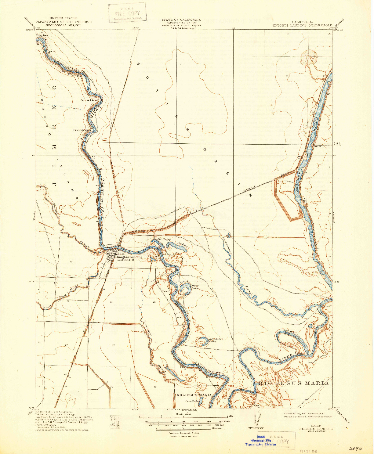 USGS 1:31680-SCALE QUADRANGLE FOR KNIGHTS LANDING, CA 1910