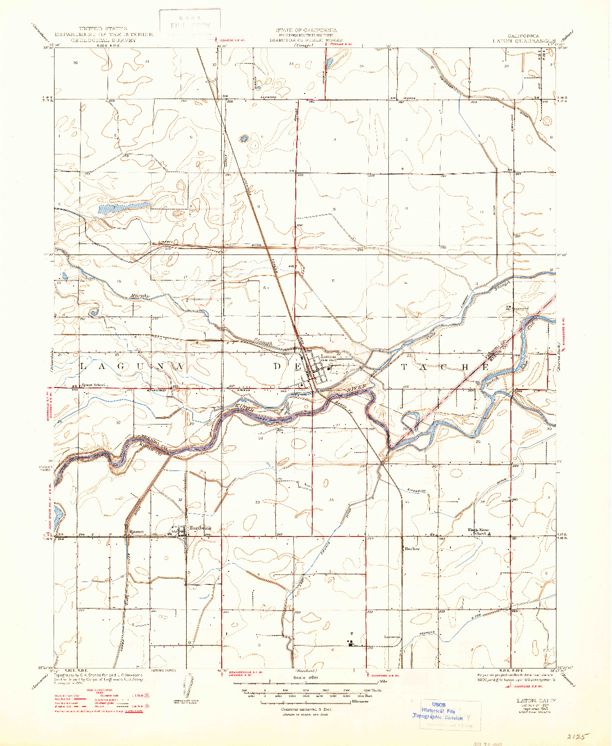 USGS 1:31680-SCALE QUADRANGLE FOR LATON, CA 1927