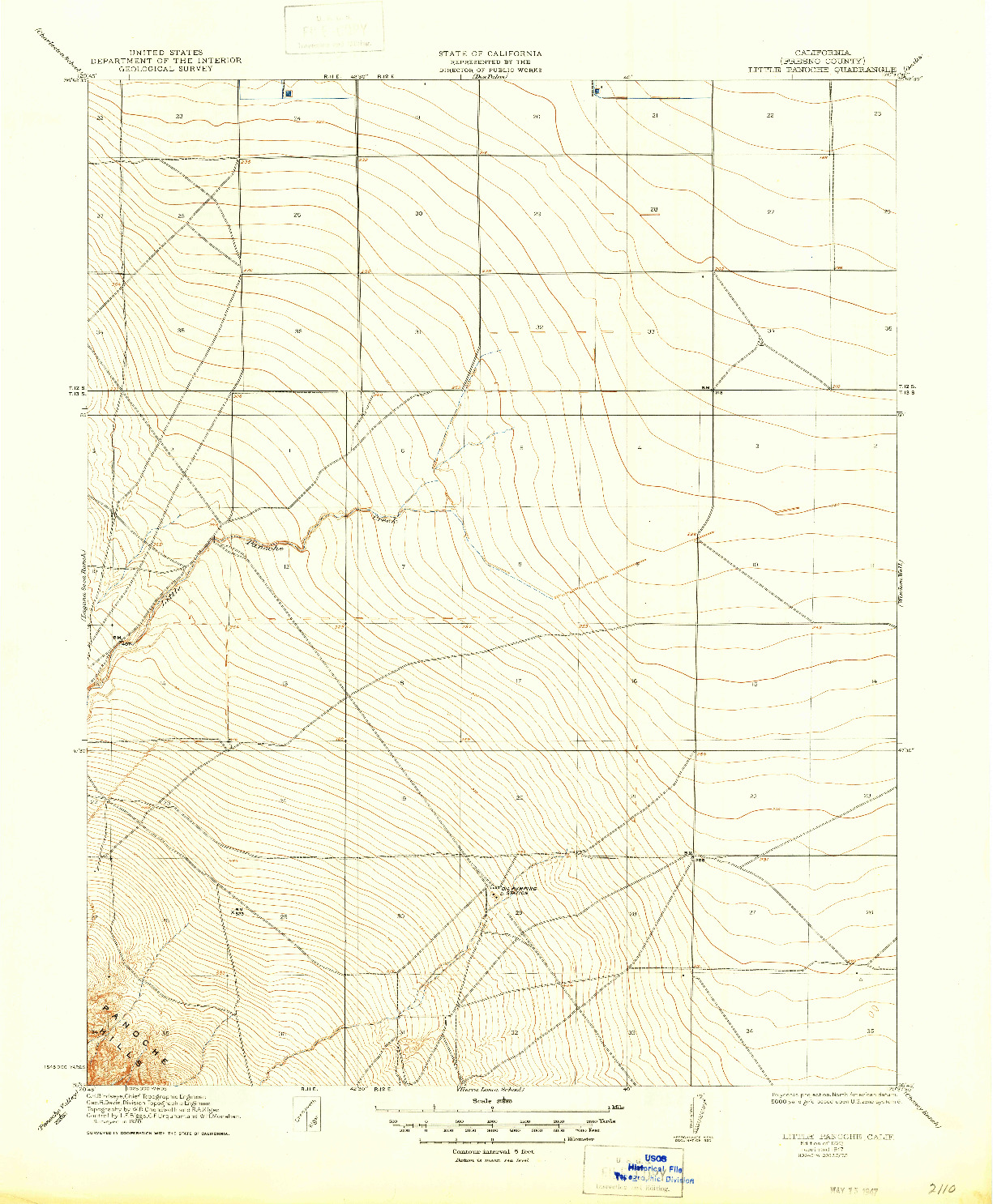 USGS 1:31680-SCALE QUADRANGLE FOR LITTLE PANOCHE, CA 1923