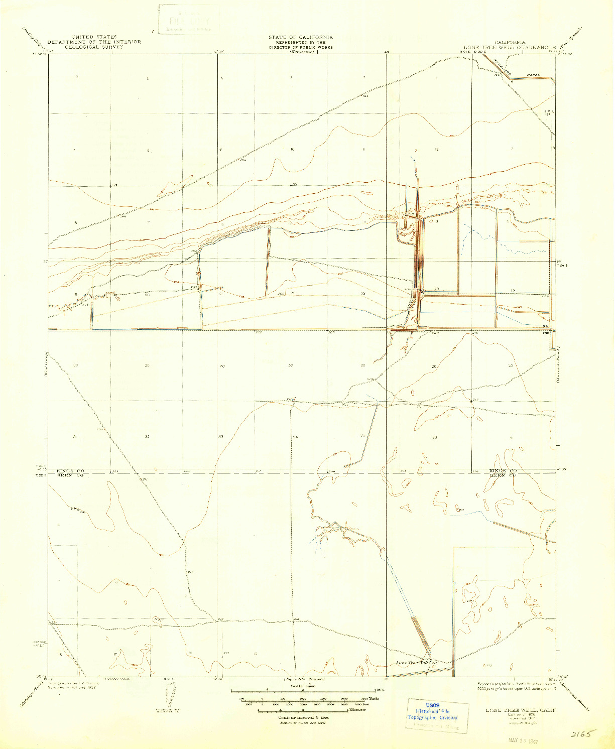 USGS 1:31680-SCALE QUADRANGLE FOR LONE TREE WELL, CA 1936