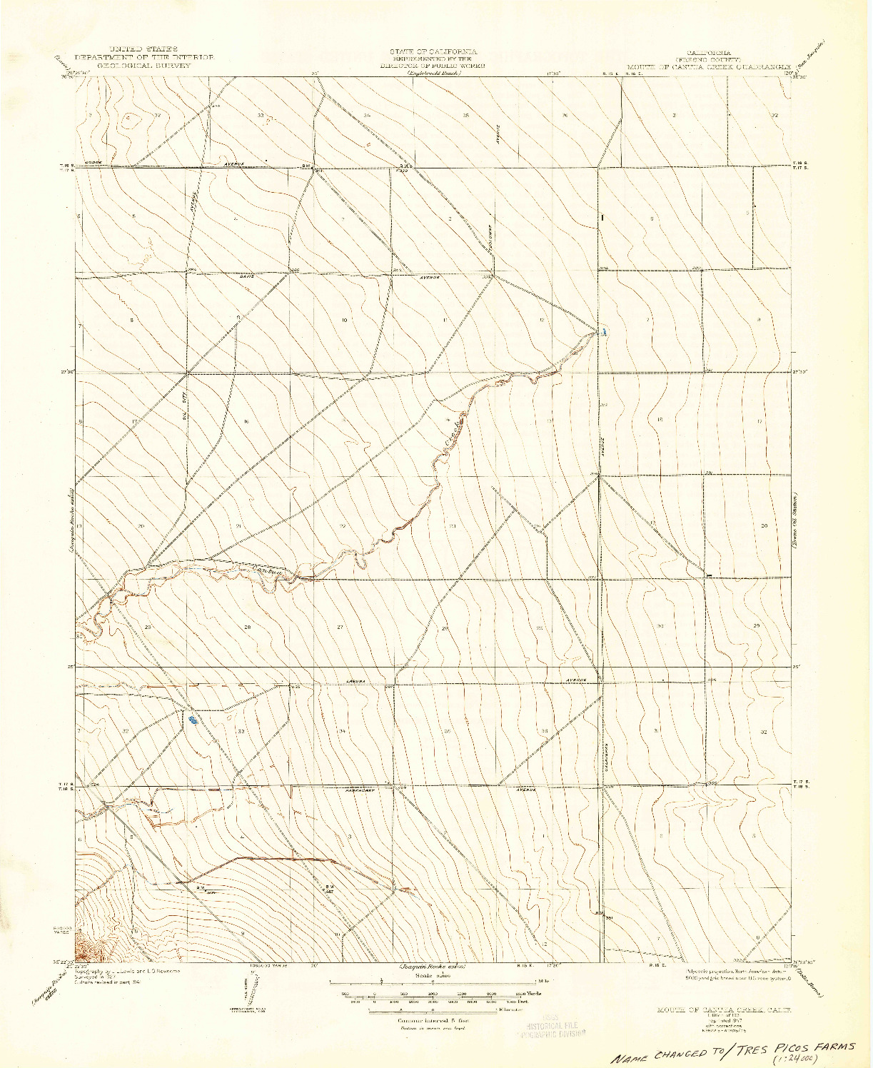USGS 1:31680-SCALE QUADRANGLE FOR MOUTH OF CANTUA CREEK, CA 1931