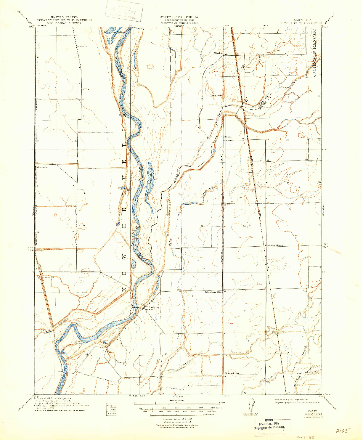 USGS 1:31680-SCALE QUADRANGLE FOR NICOLAUS, CA 1910