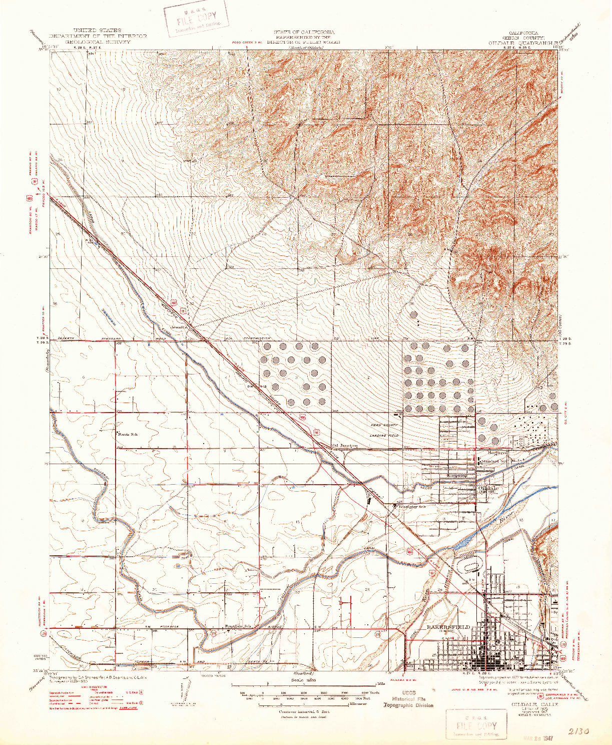 USGS 1:31680-SCALE QUADRANGLE FOR OILDALE, CA 1935