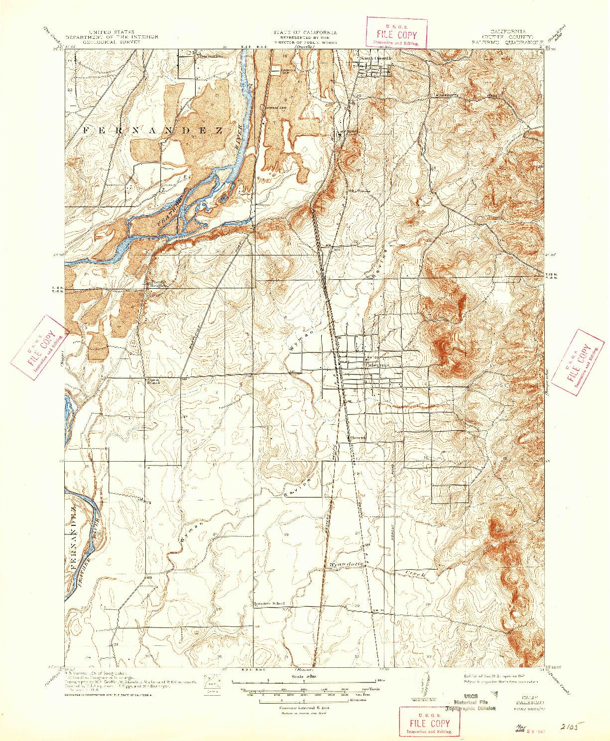 USGS 1:31680-SCALE QUADRANGLE FOR PALERMO, CA 1912