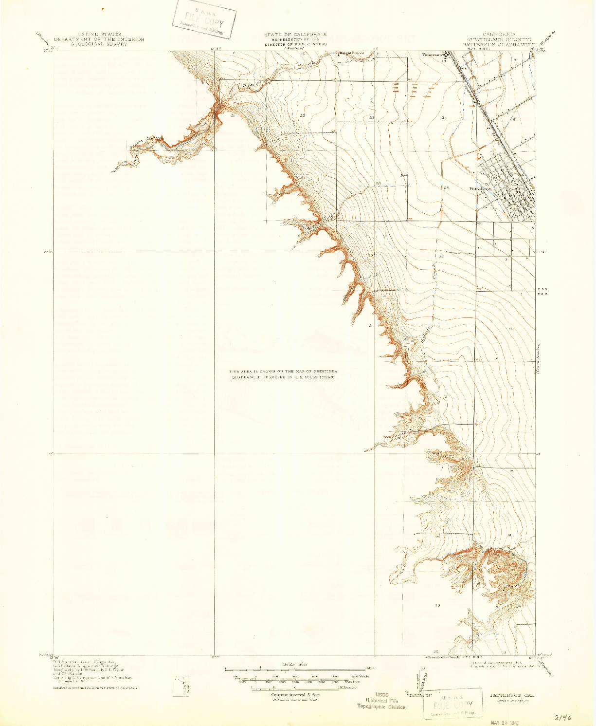 USGS 1:31680-SCALE QUADRANGLE FOR PATTERSON, CA 1916