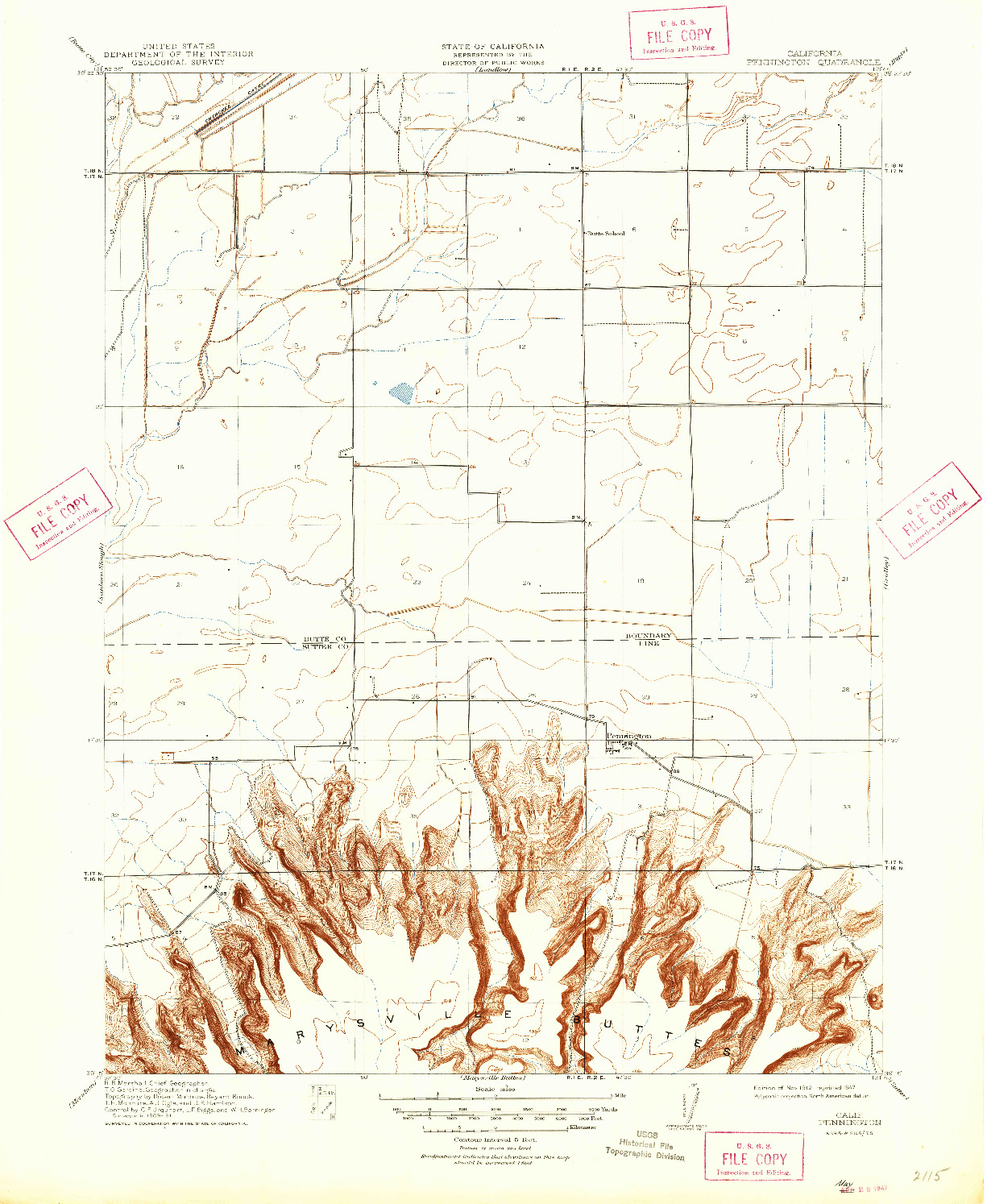 USGS 1:31680-SCALE QUADRANGLE FOR PENNINGTON, CA 1912