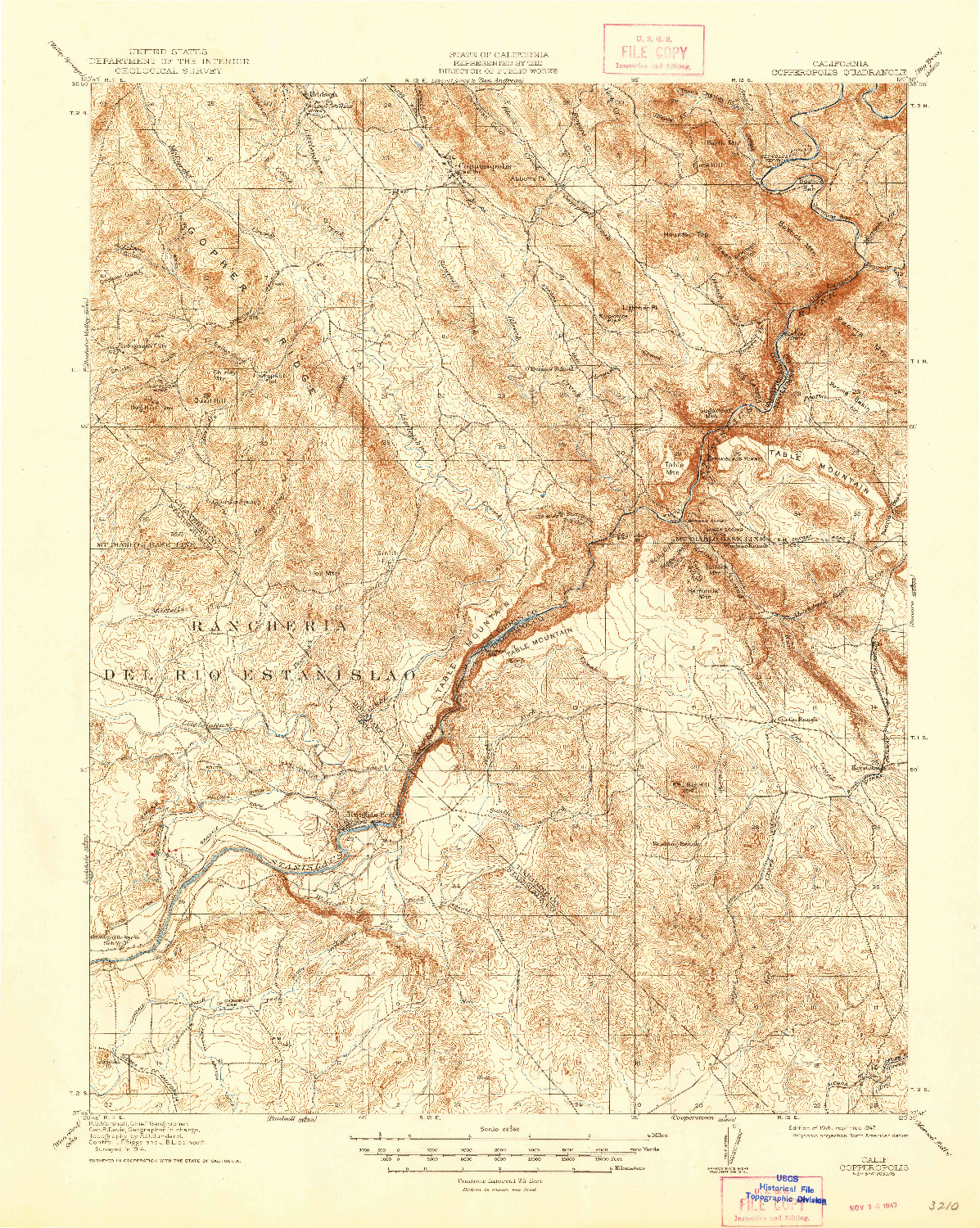 USGS 1:62500-SCALE QUADRANGLE FOR COPPEROPOLIS, CA 1916