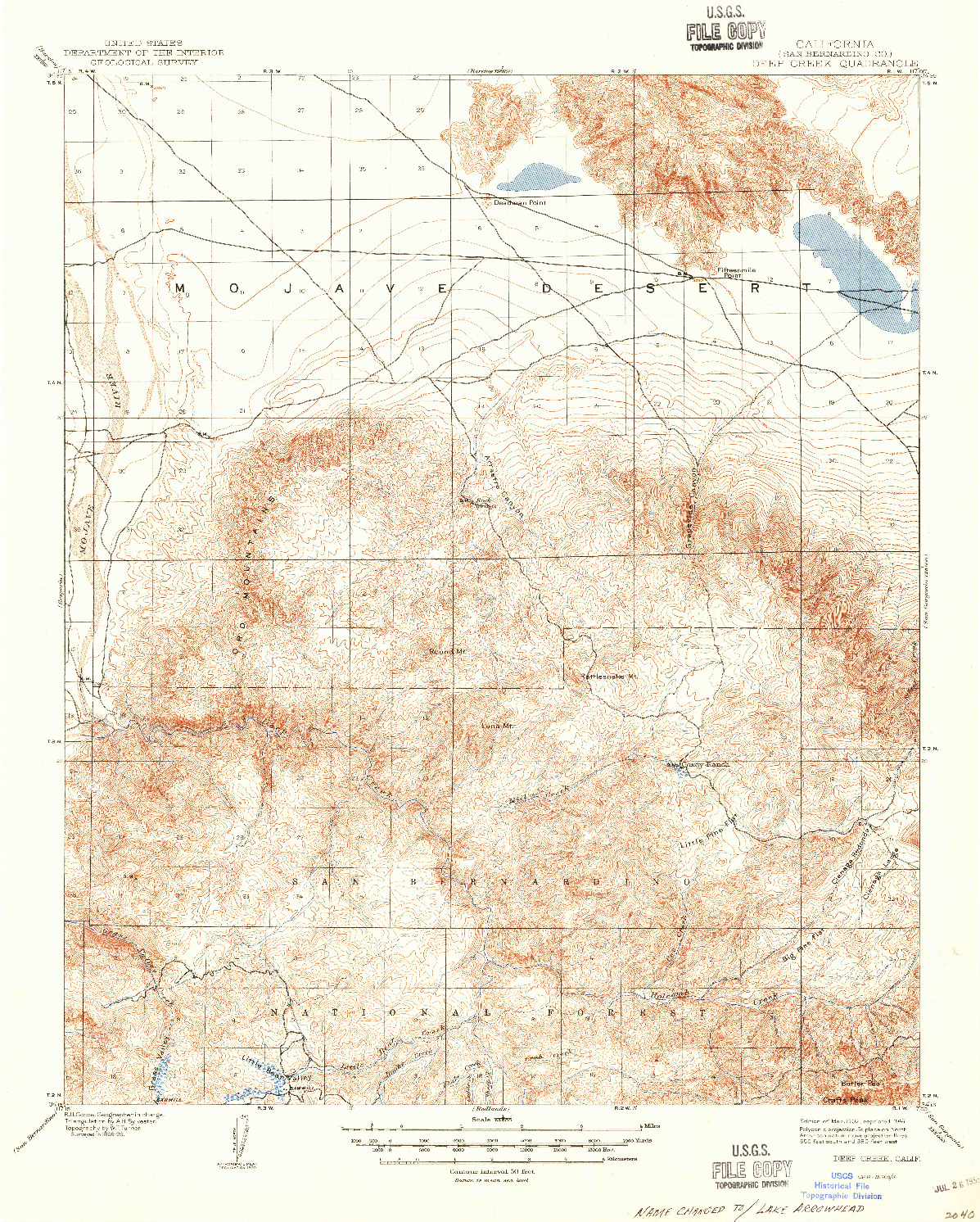 USGS 1:62500-SCALE QUADRANGLE FOR DEEP CREEK, CA 1902