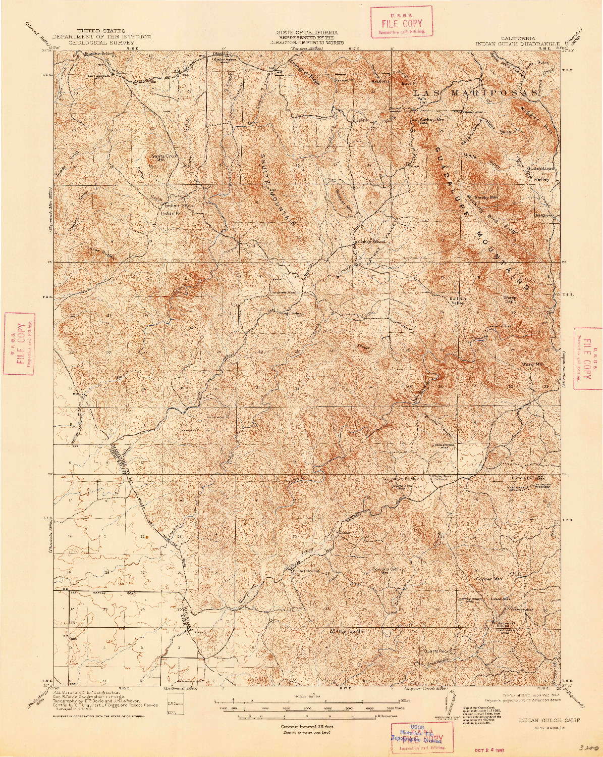 USGS 1:62500-SCALE QUADRANGLE FOR INDIAN GULCH, CA 1920