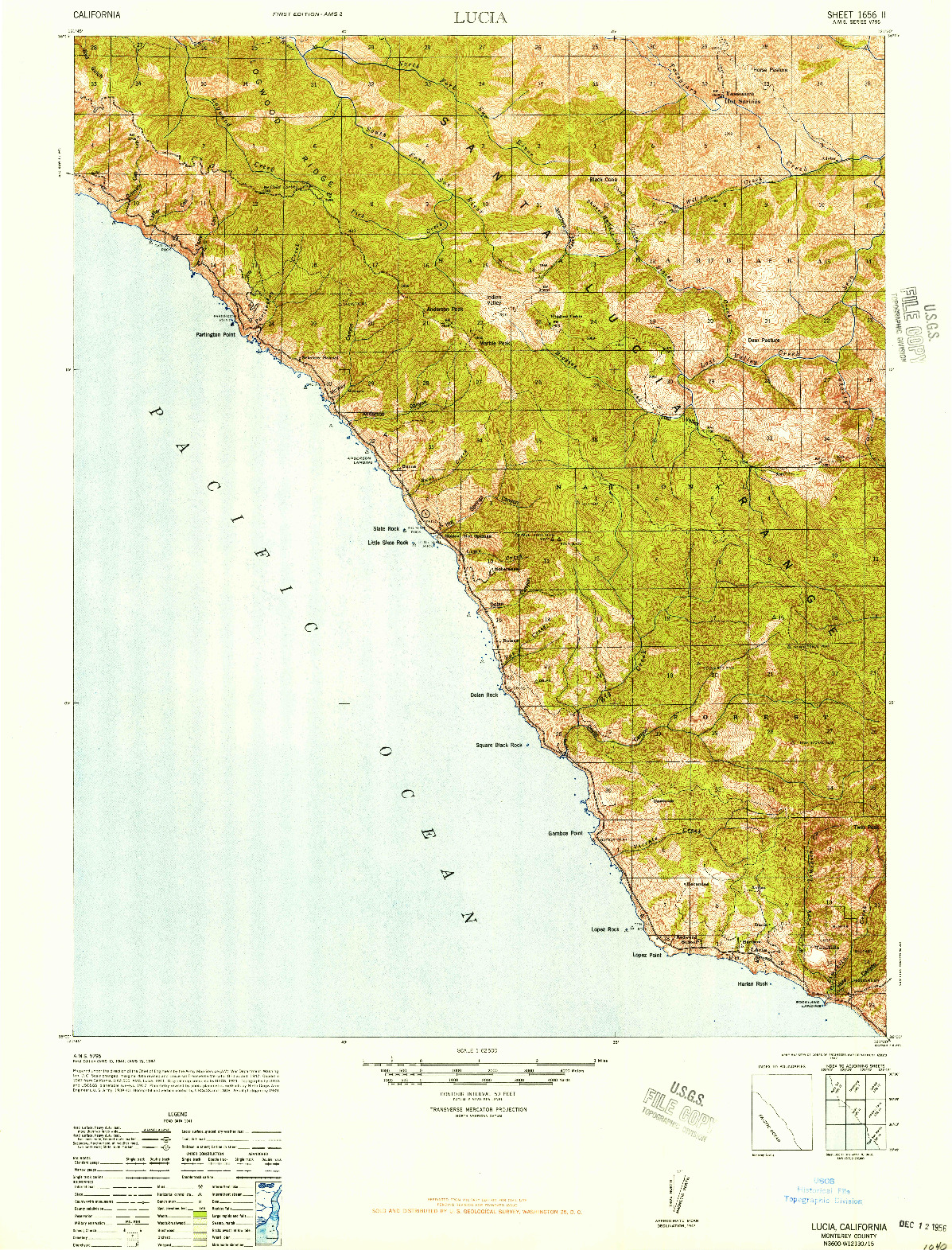 USGS 1:62500-SCALE QUADRANGLE FOR LUCIA, CA 1947