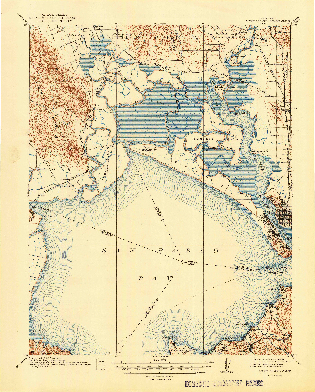 USGS 1:62500-SCALE QUADRANGLE FOR MARE ISLAND, CA 1916